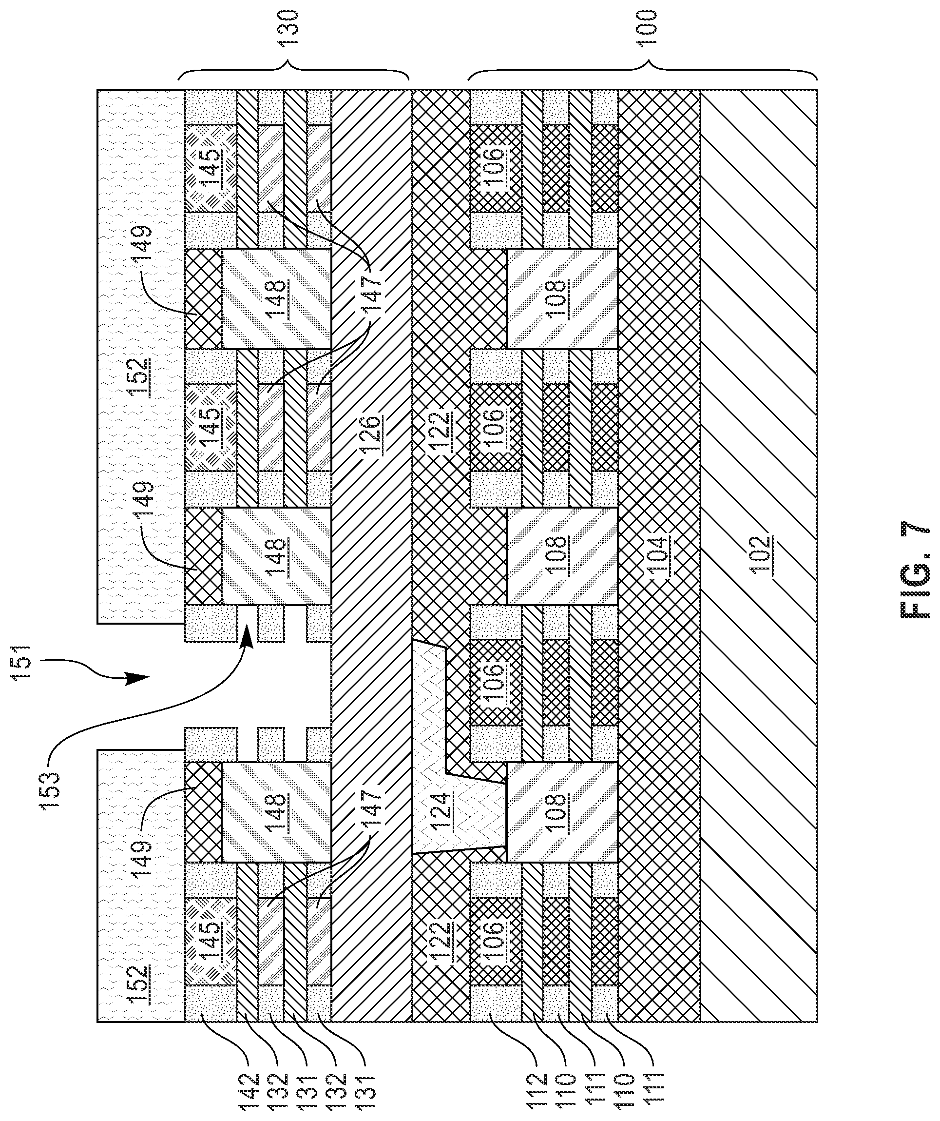 Patent US12324237 Figure 6 – Diffusion-break region in stacked-FET integrated circuit device