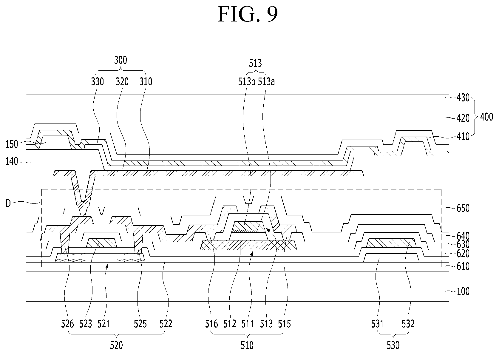 Patent US12324239 Figure 8 – Display apparatus having an oxide semiconductor pattern