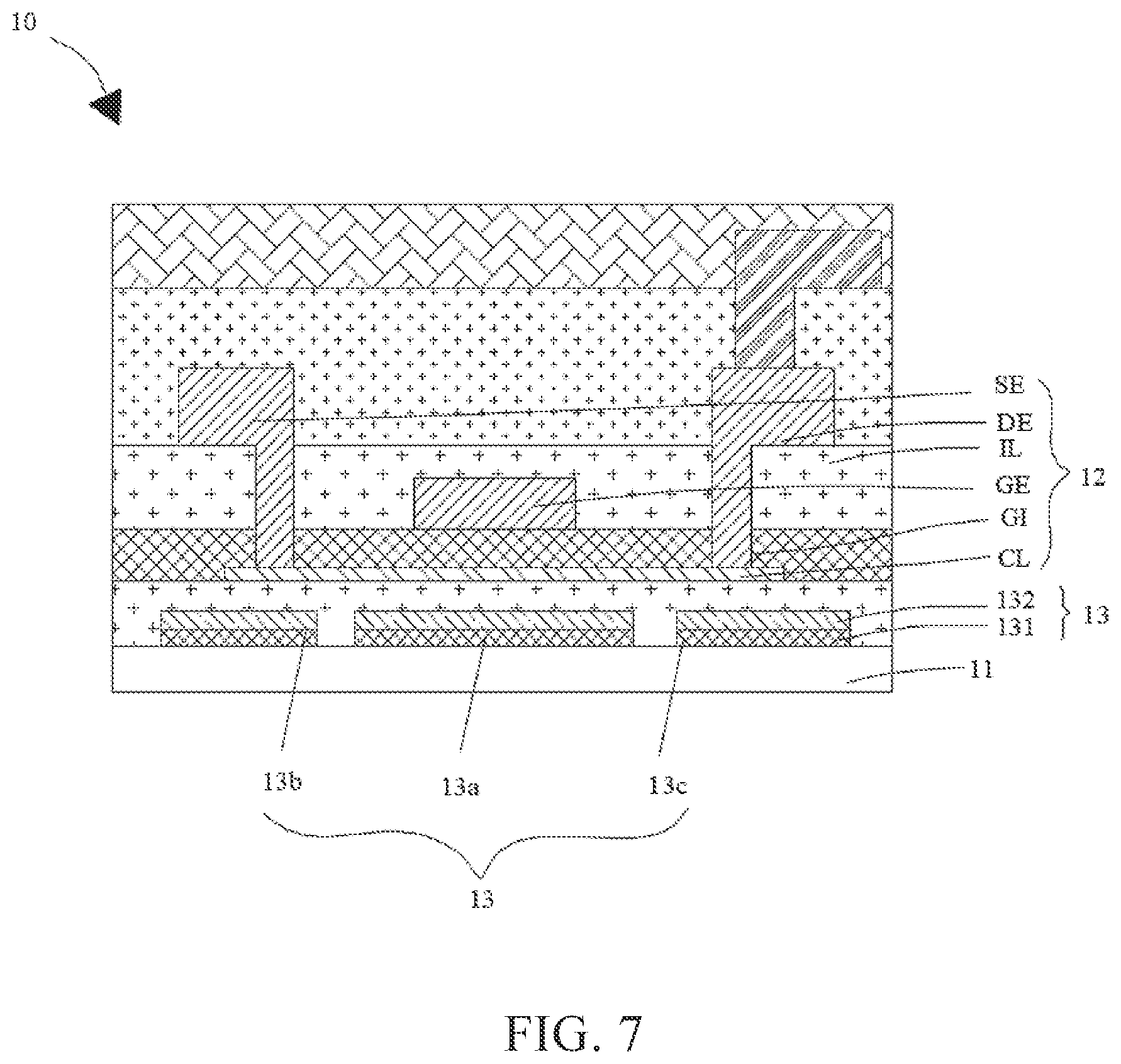 Patent US12324240 Figure 5 – Array substrate including peeling prevention and anti-reflective functional layers