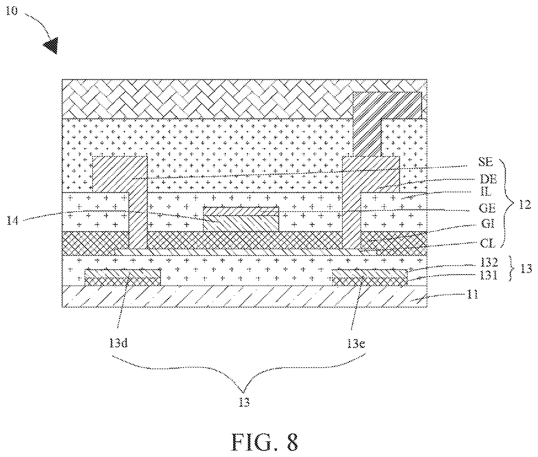 Patent US12324240 Figure 6 – Array substrate including peeling prevention and anti-reflective functional layers