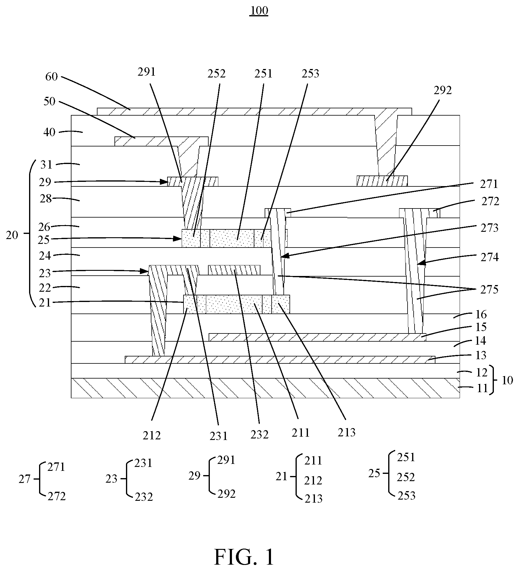 Patent US12324242 Figure 1 – Array substrate, display panel, and display terminal
