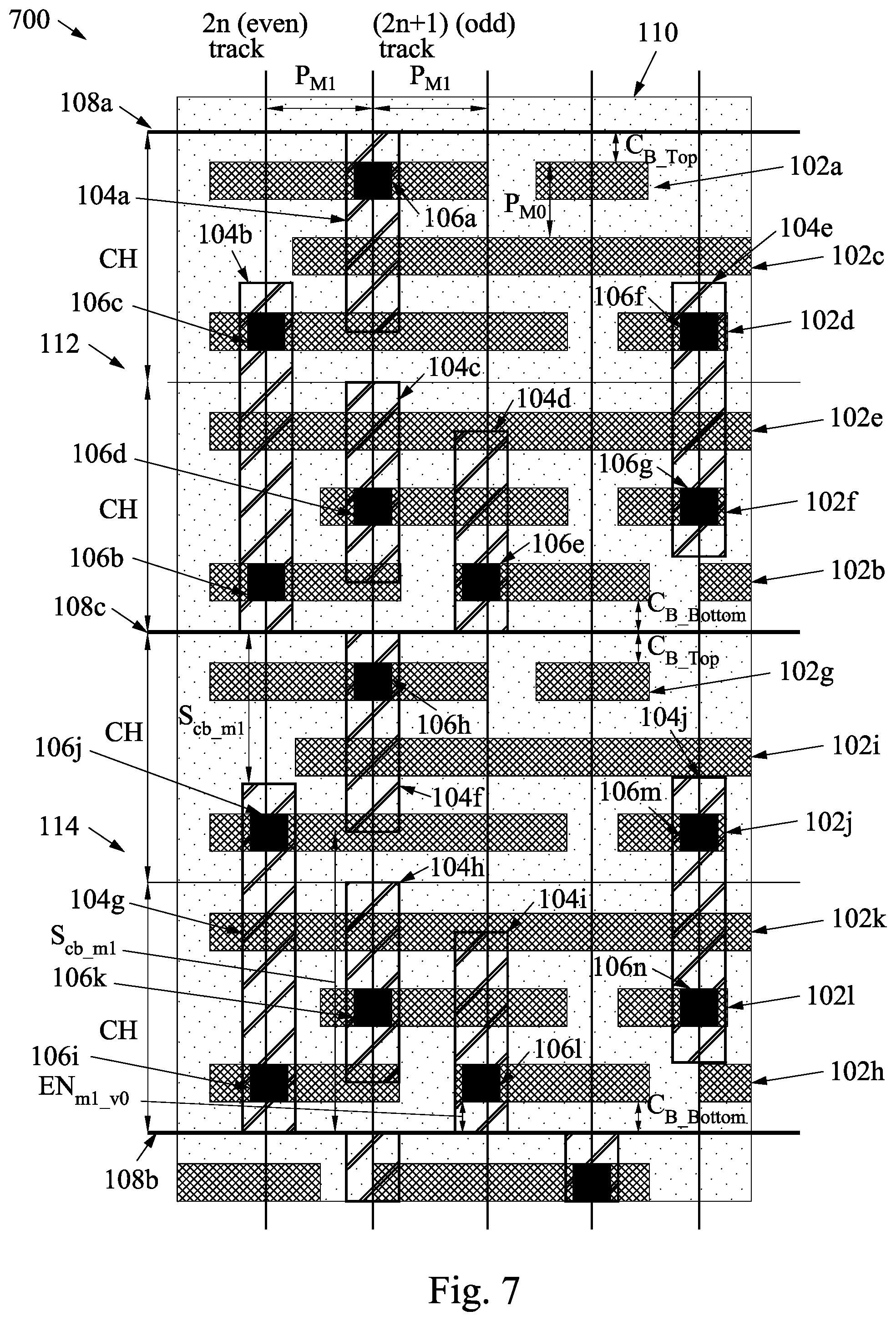 Patent US12324245 Figure 7 – Layout architecture for a cell