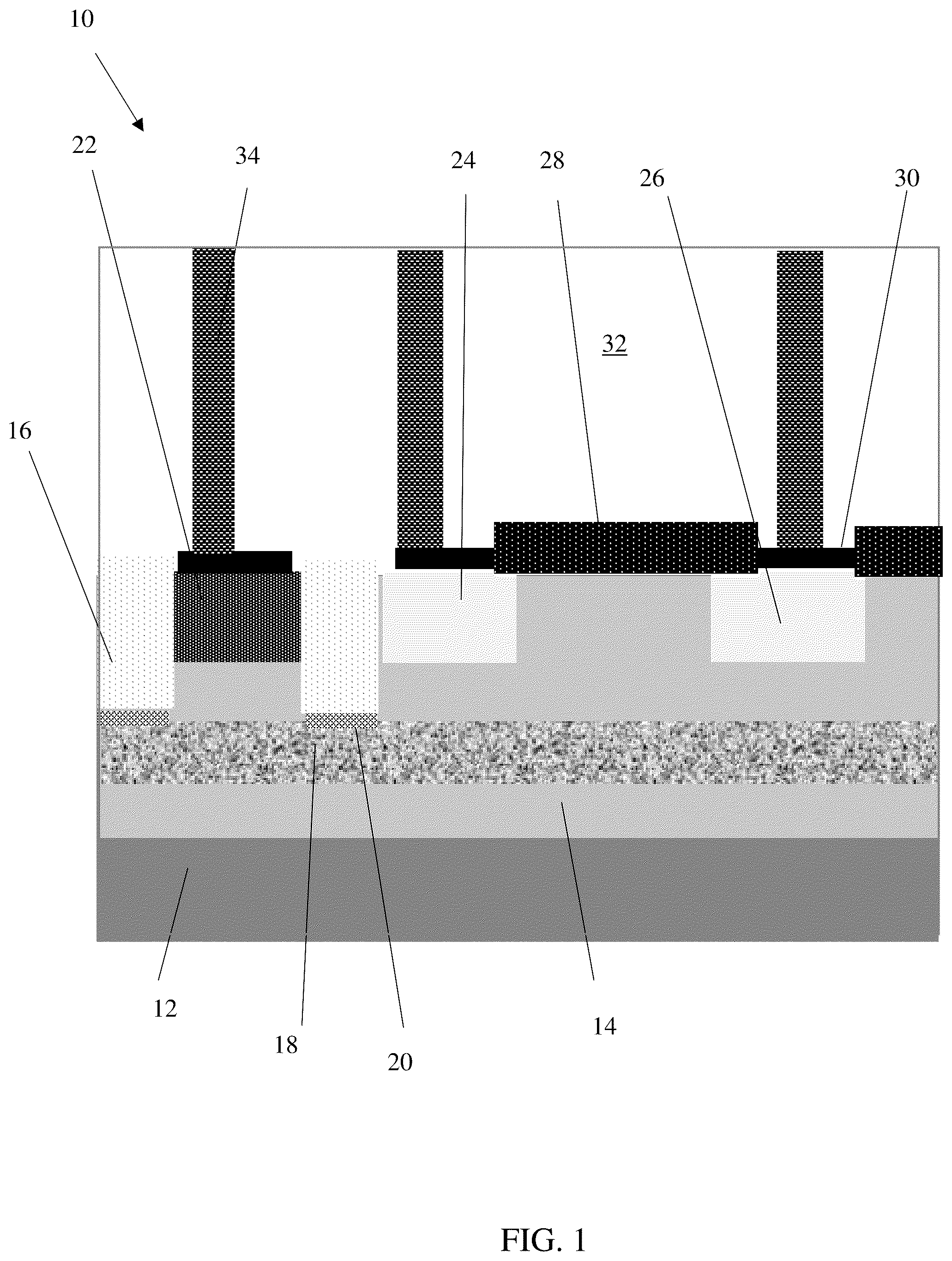 Patent US12324248 Figure 1 – Electrostatic discharge device with pinch resistor