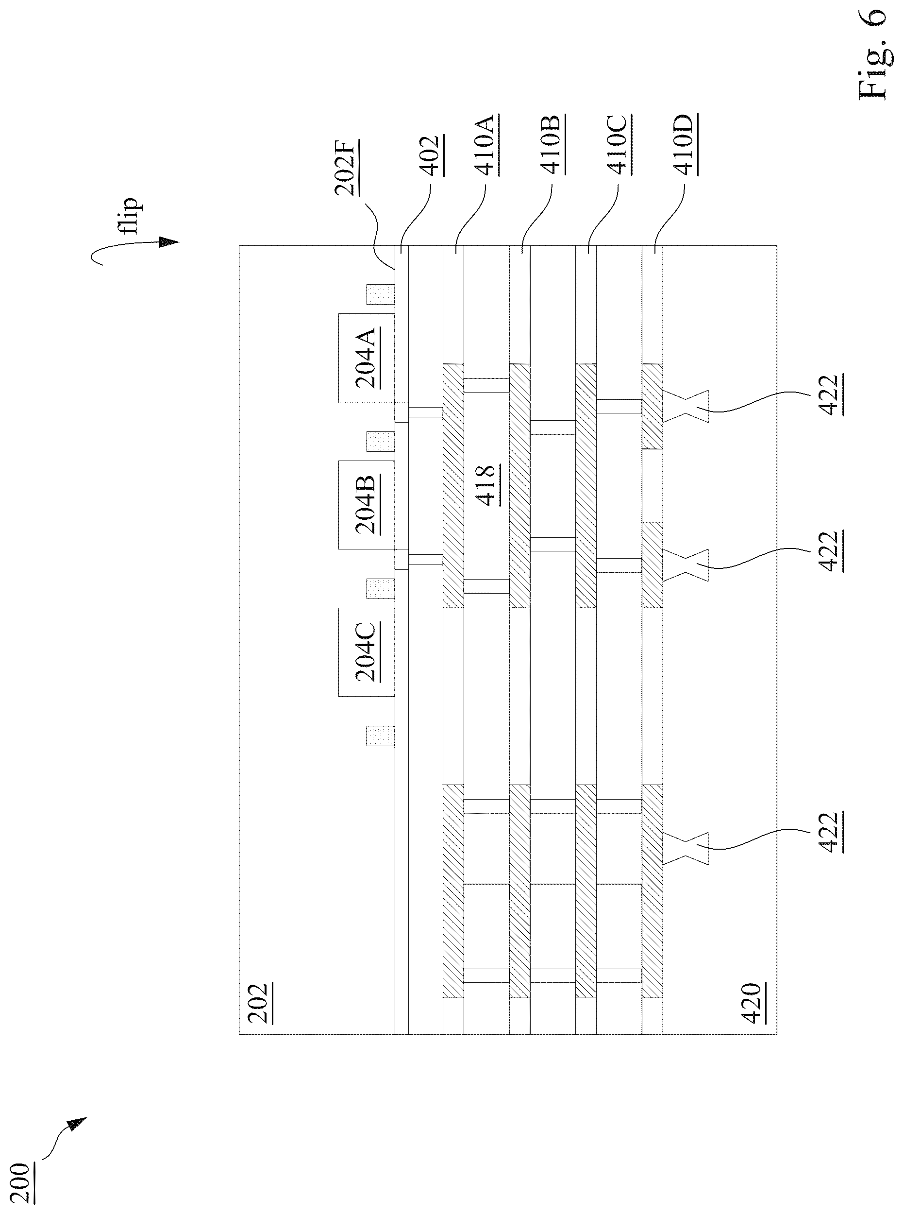 Patent US12324254 Figure 6 – Back side illuminated image sensor device with select dielectric layers on the backside and methods of forming the same