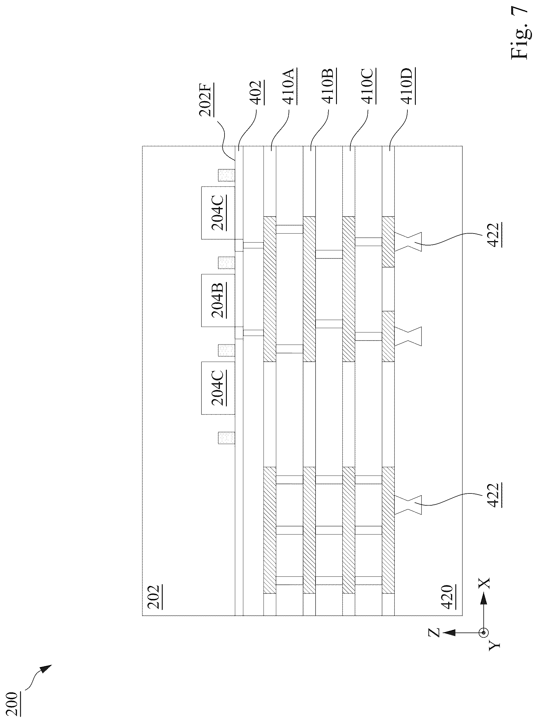 Patent US12324254 Figure 7 – Back side illuminated image sensor device with select dielectric layers on the backside and methods of forming the same
