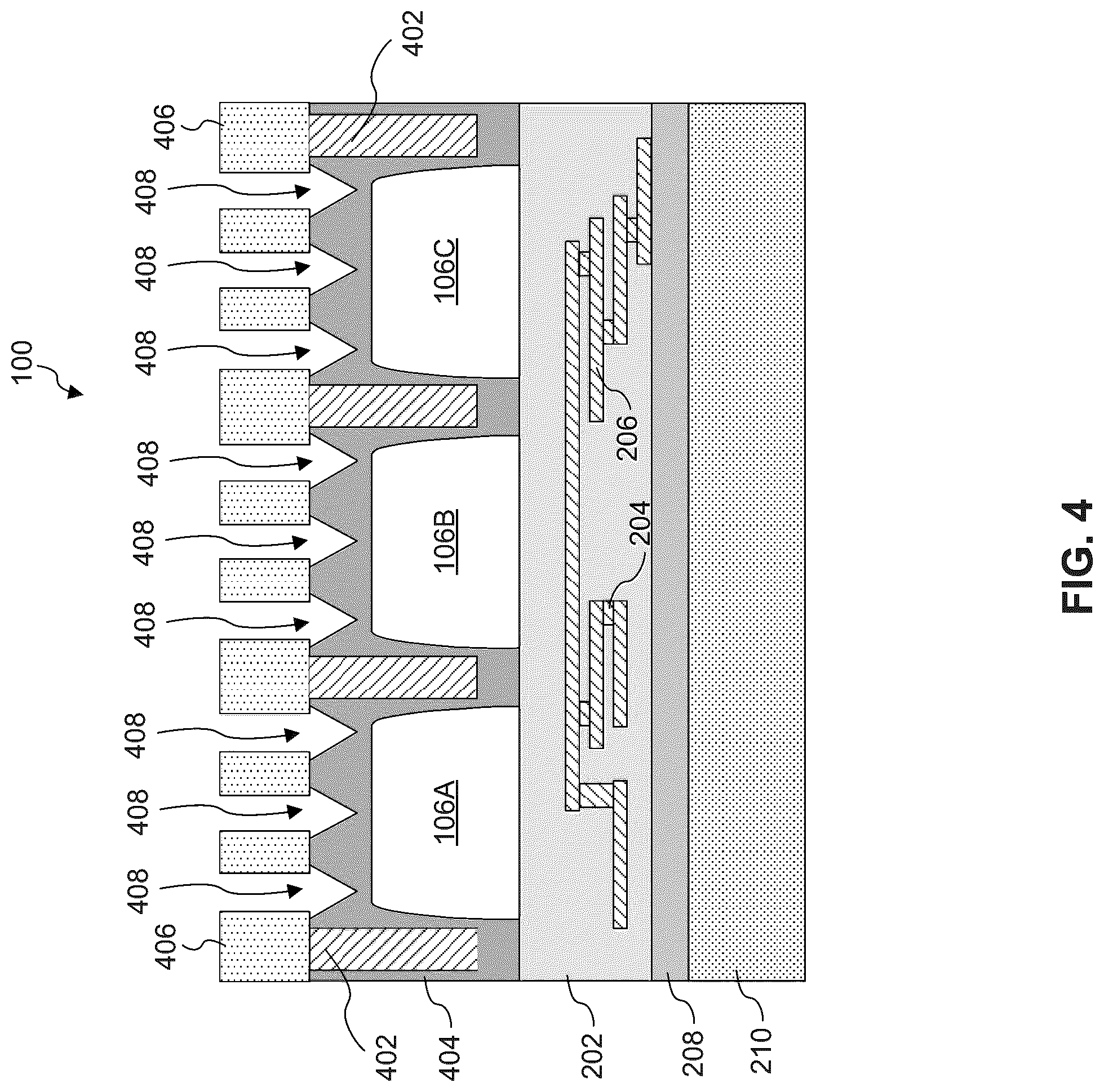 Patent US12324258 Figure 4 – Image sensor with improved quantum efficiency surface structure