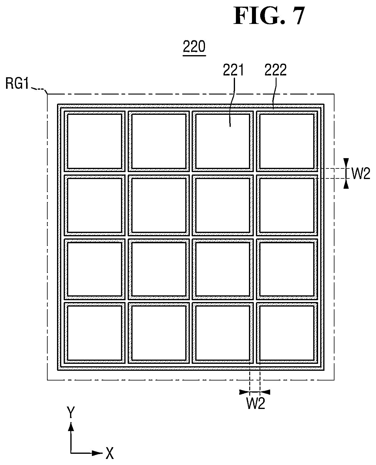Patent US12324259 Figure 7 – Image sensor including color filter grid including portion overlapping super phase detection (PD) pixel