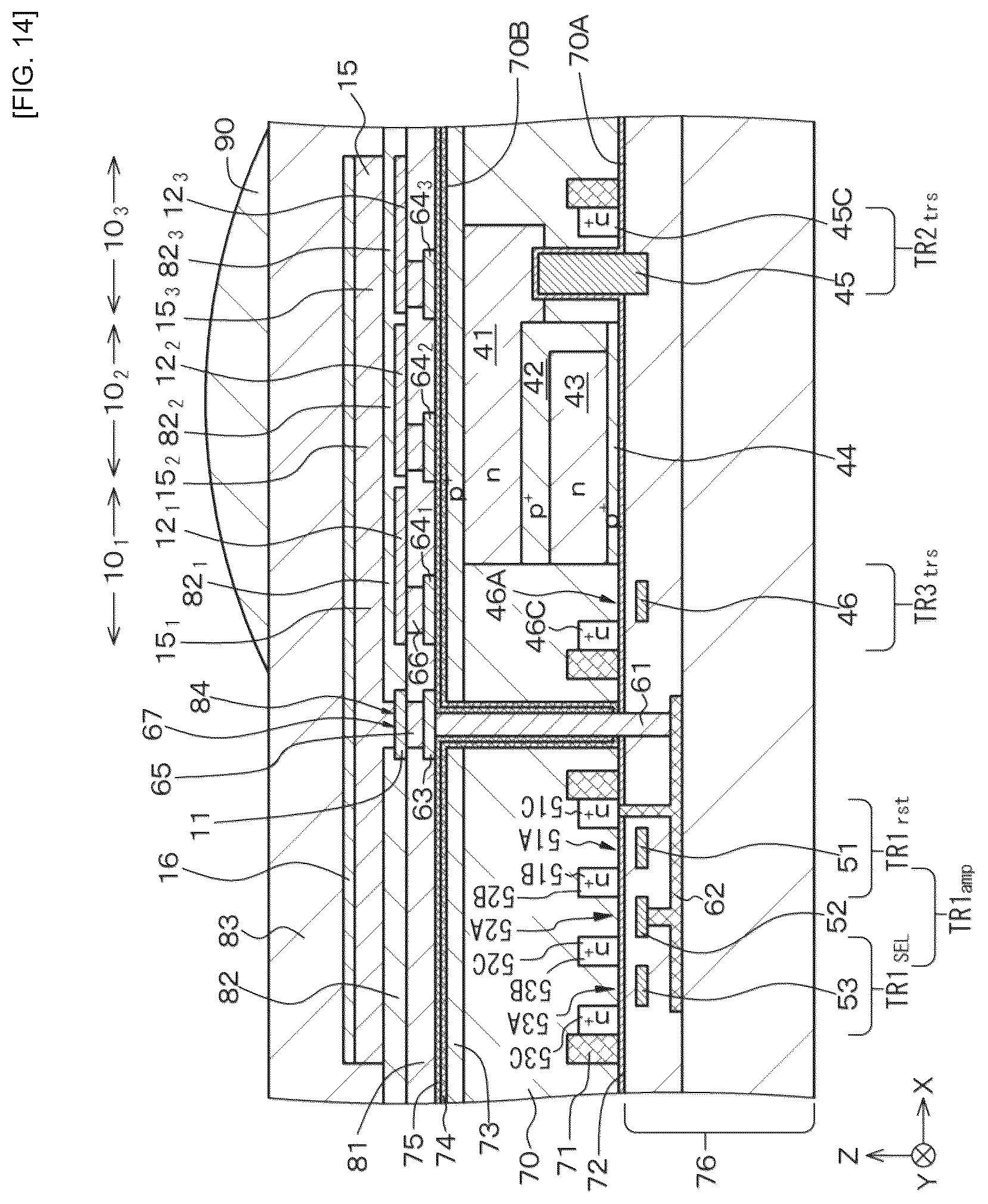 Patent US12324262 Figure 14 – Imaging element, stacked-type imaging element and solid-state imaging apparatus