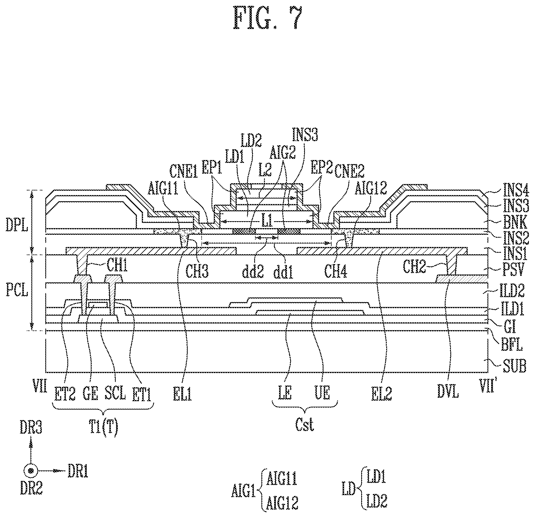 Patent US12324280 Figure 7 – Display device and manufacturing method thereof