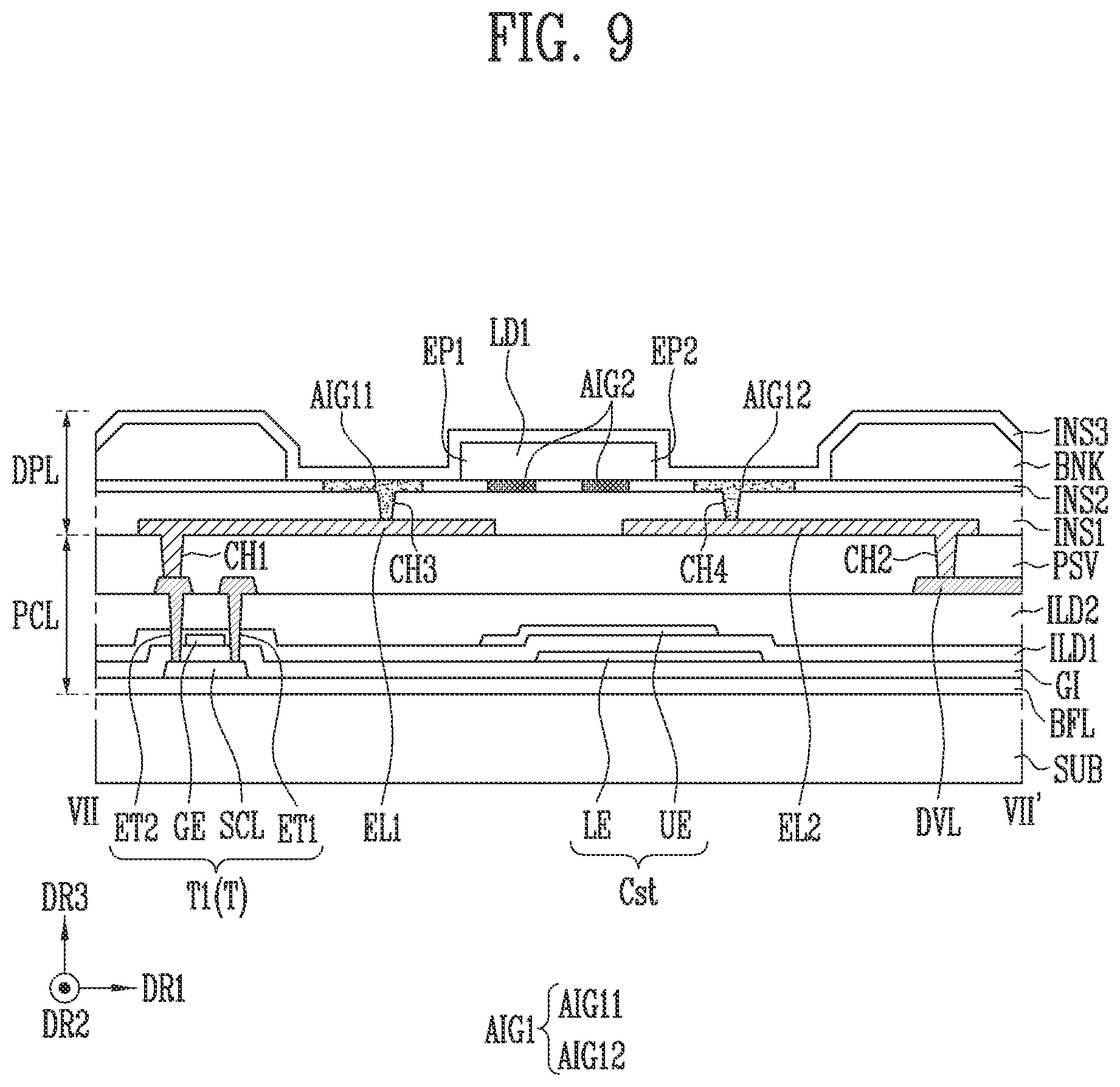 Patent US12324280 Figure 9 – Display device and manufacturing method thereof