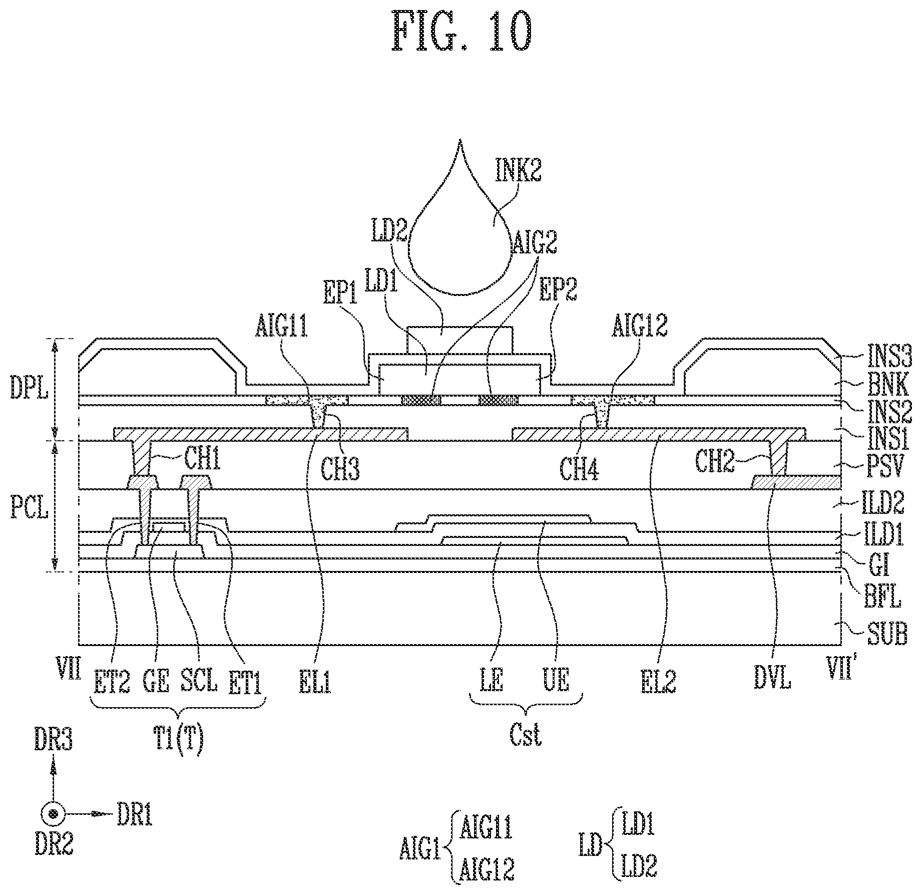 Patent US12324280 Figure 10 – Display device and manufacturing method thereof