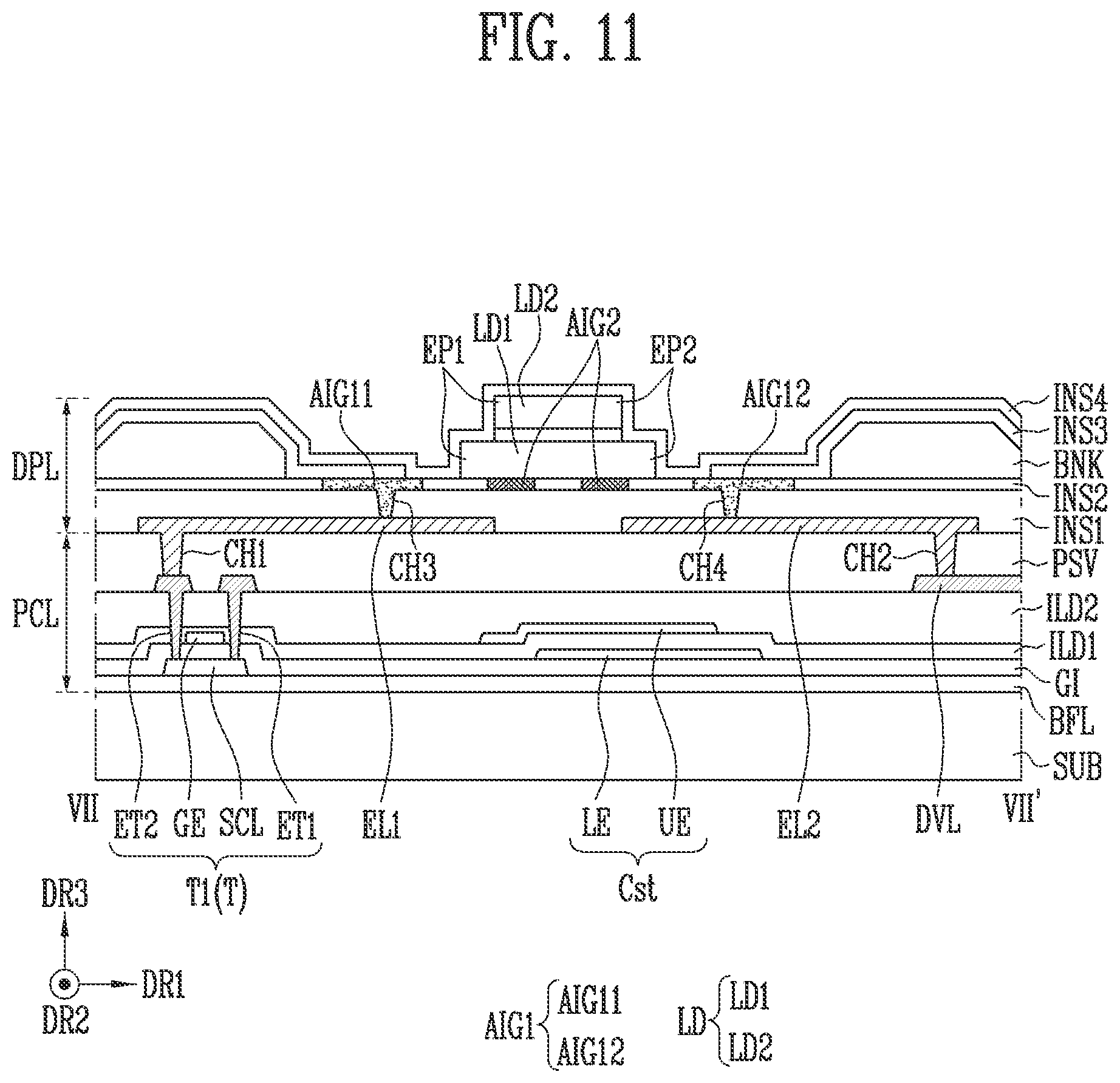 Patent US12324280 Figure 11 – Display device and manufacturing method thereof