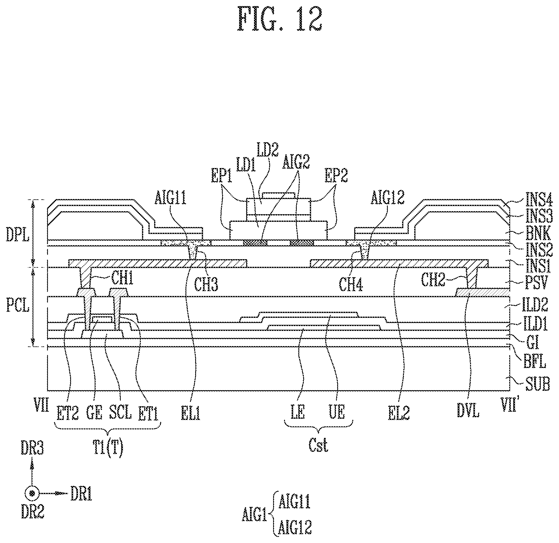 Patent US12324280 Figure 12 – Display device and manufacturing method thereof