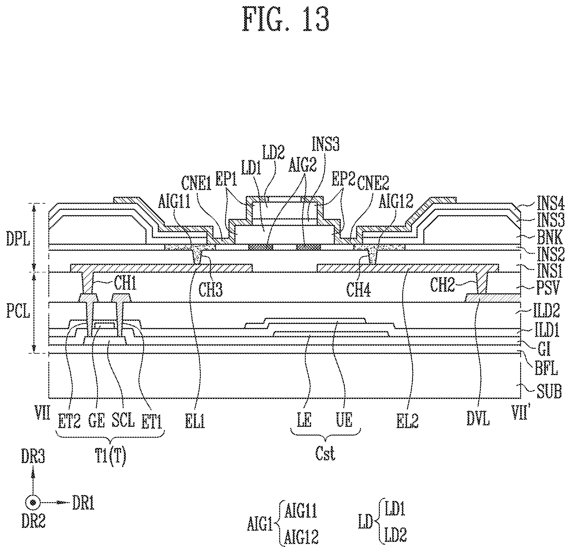 Patent US12324280 Figure 13 – Display device and manufacturing method thereof