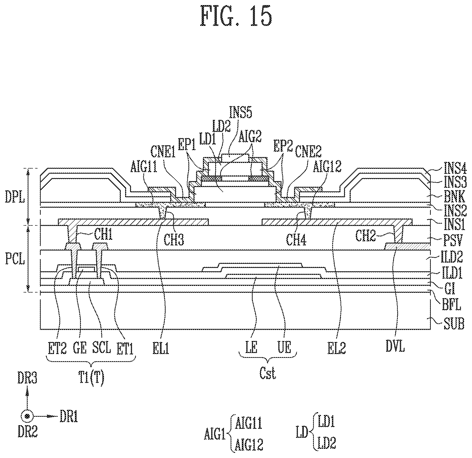 Patent US12324280 Figure 15 – Display device and manufacturing method thereof