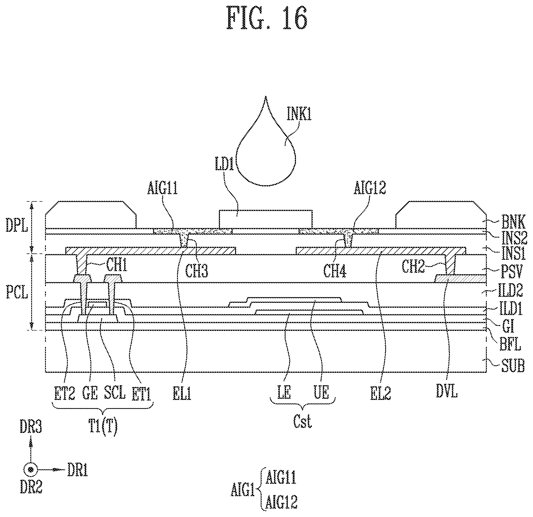 Patent US12324280 Figure 16 – Display device and manufacturing method thereof