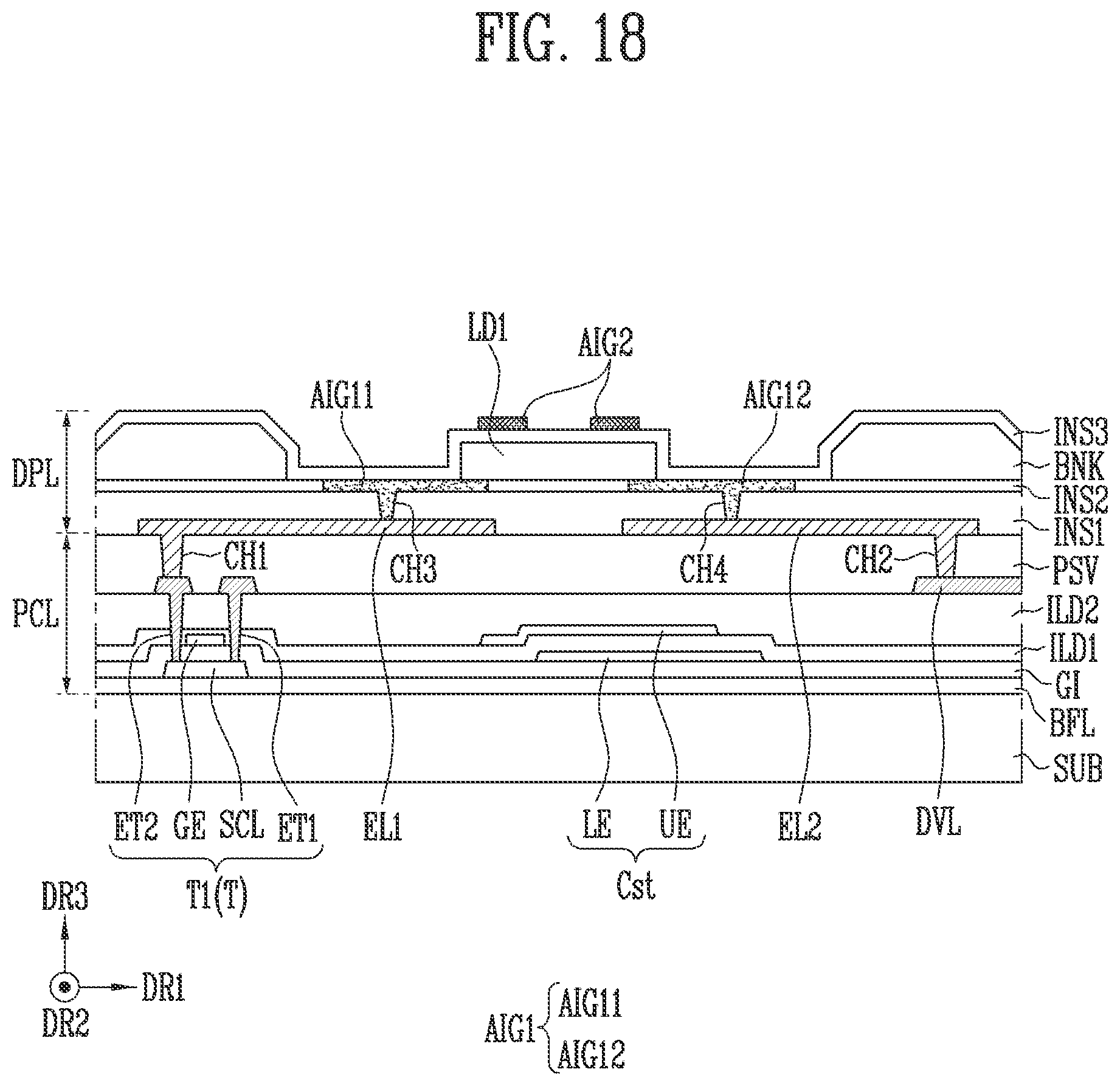 Patent US12324280 Figure 18 – Display device and manufacturing method thereof
