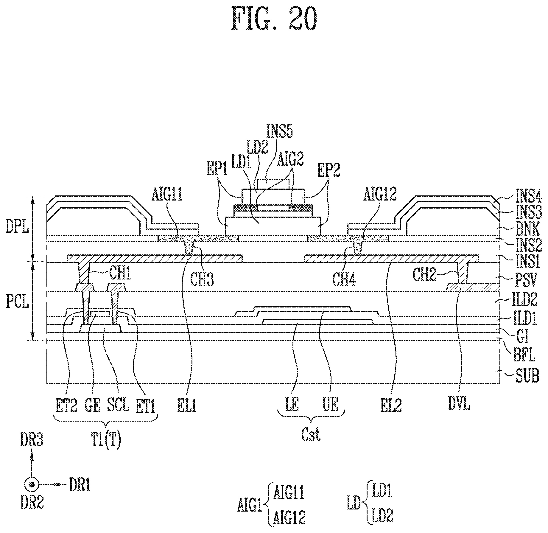 Patent US12324280 Figure 20 – Display device and manufacturing method thereof