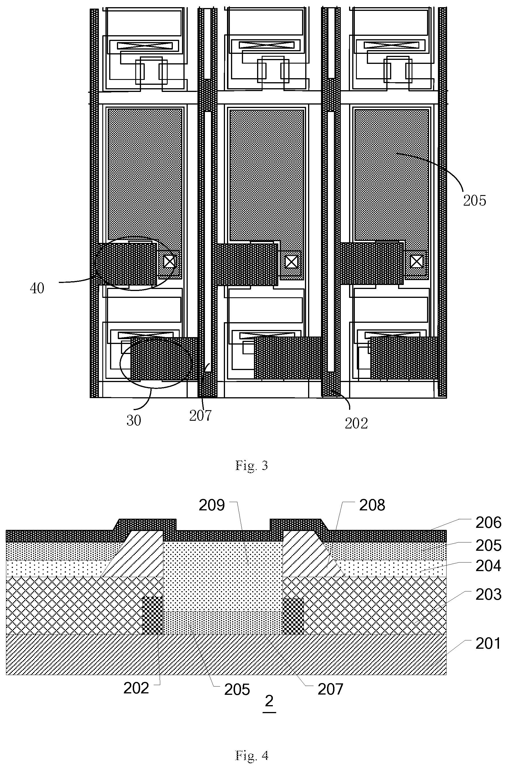 Patent US12324305 Figure 2 – Electroluminescent diode array substrate having an auxiliary electrode formed in a via hole structure that extends from the pixel definition layer and penetrates through the planarization layer thereunder