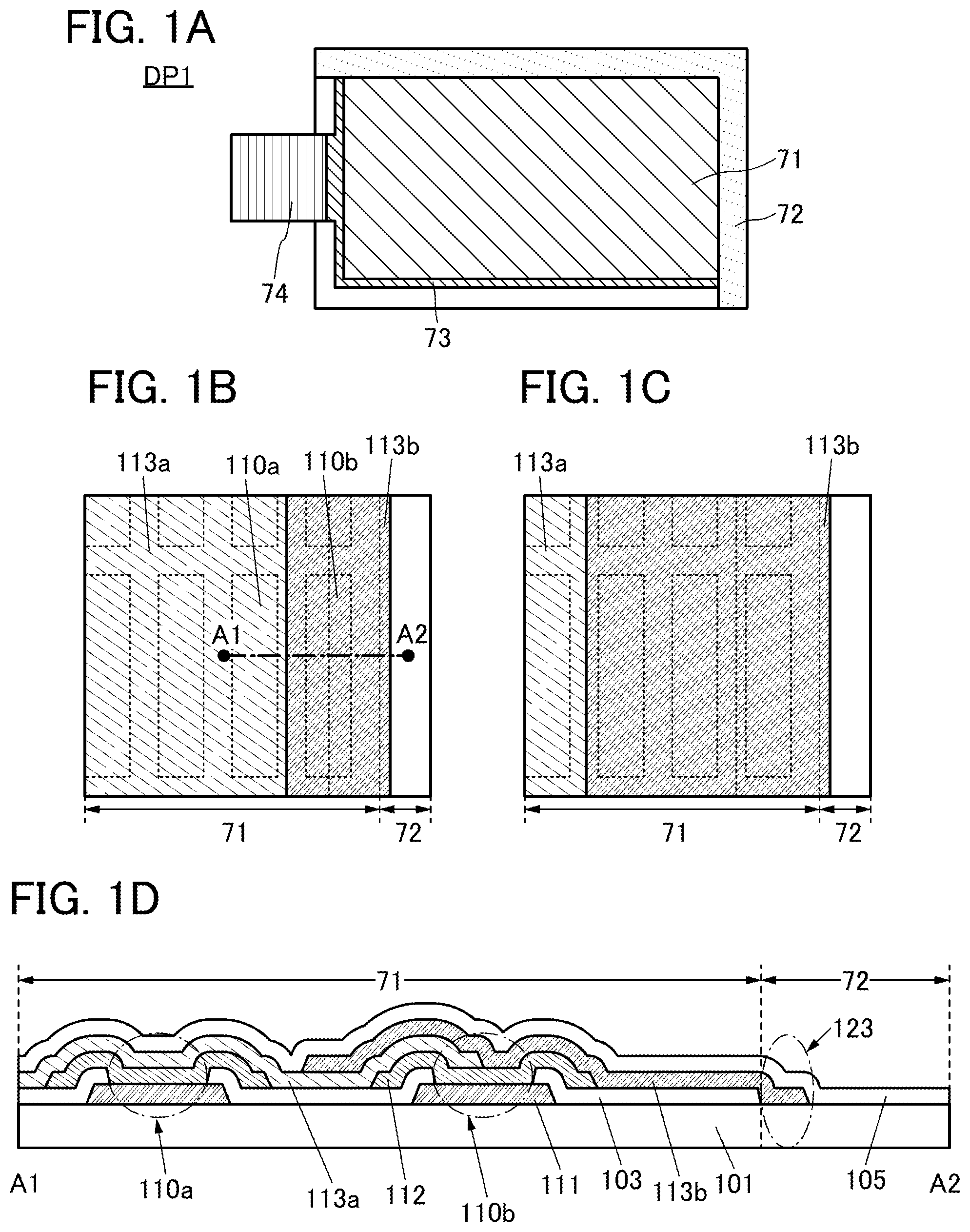 Patent US12324307 Figure 1 – Display panel including first and second common electrodes