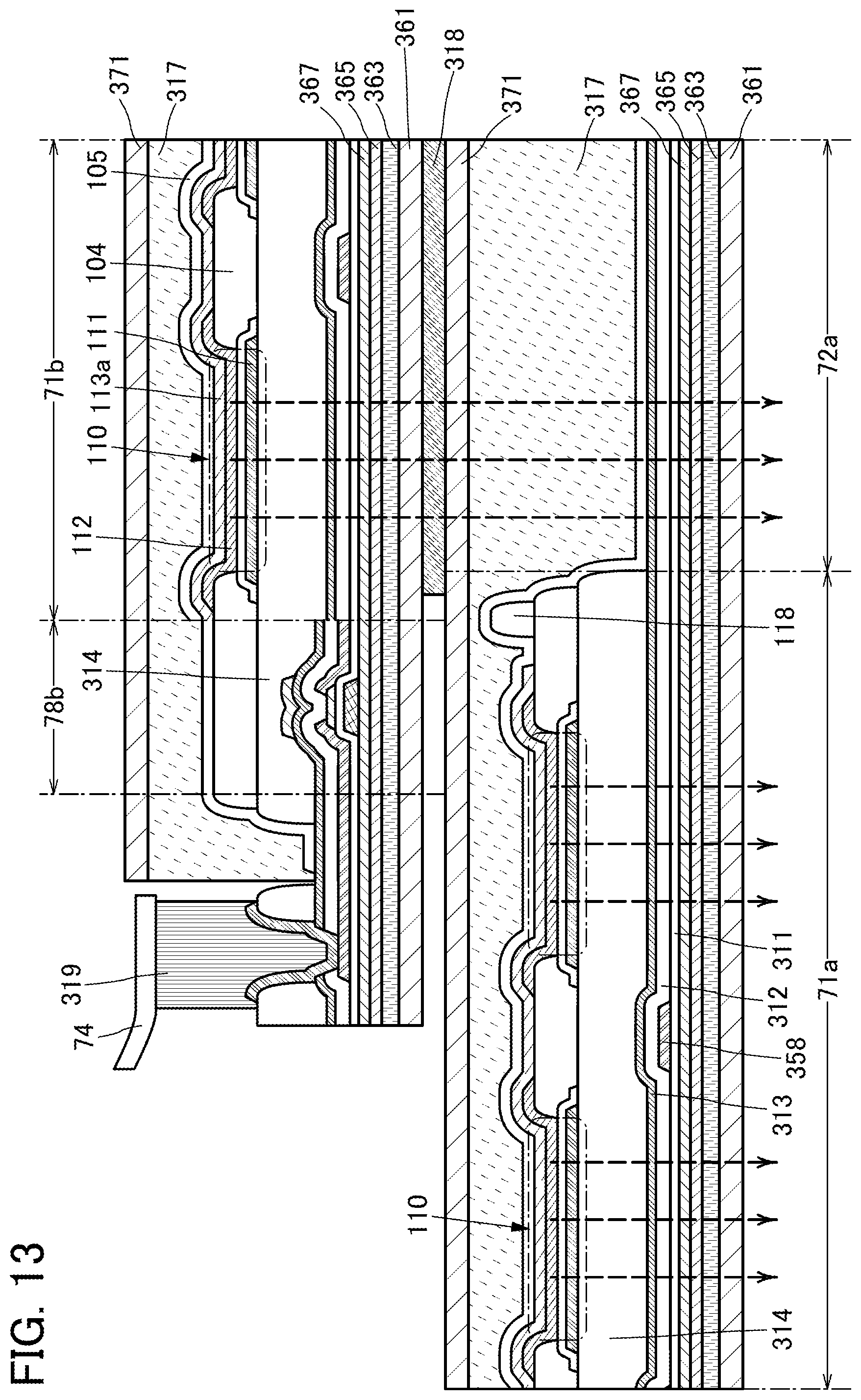 Patent US12324307 Figure 13 – Display panel including first and second common electrodes