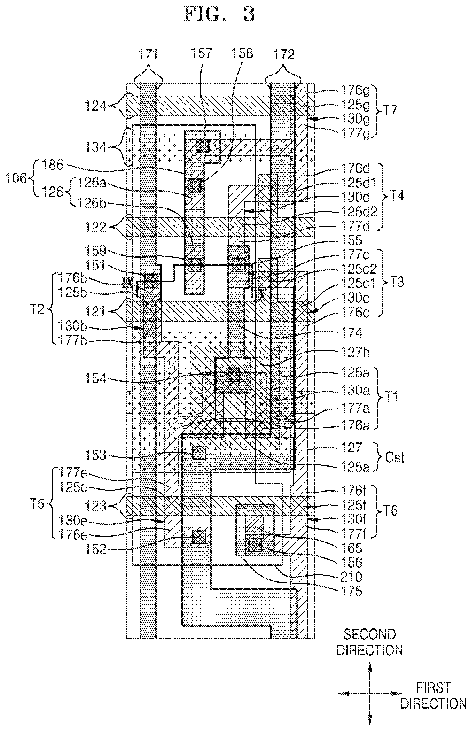 Patent US12324310 Figure 3 – Display device including a node connection line, a shielding portion and a driving voltage line