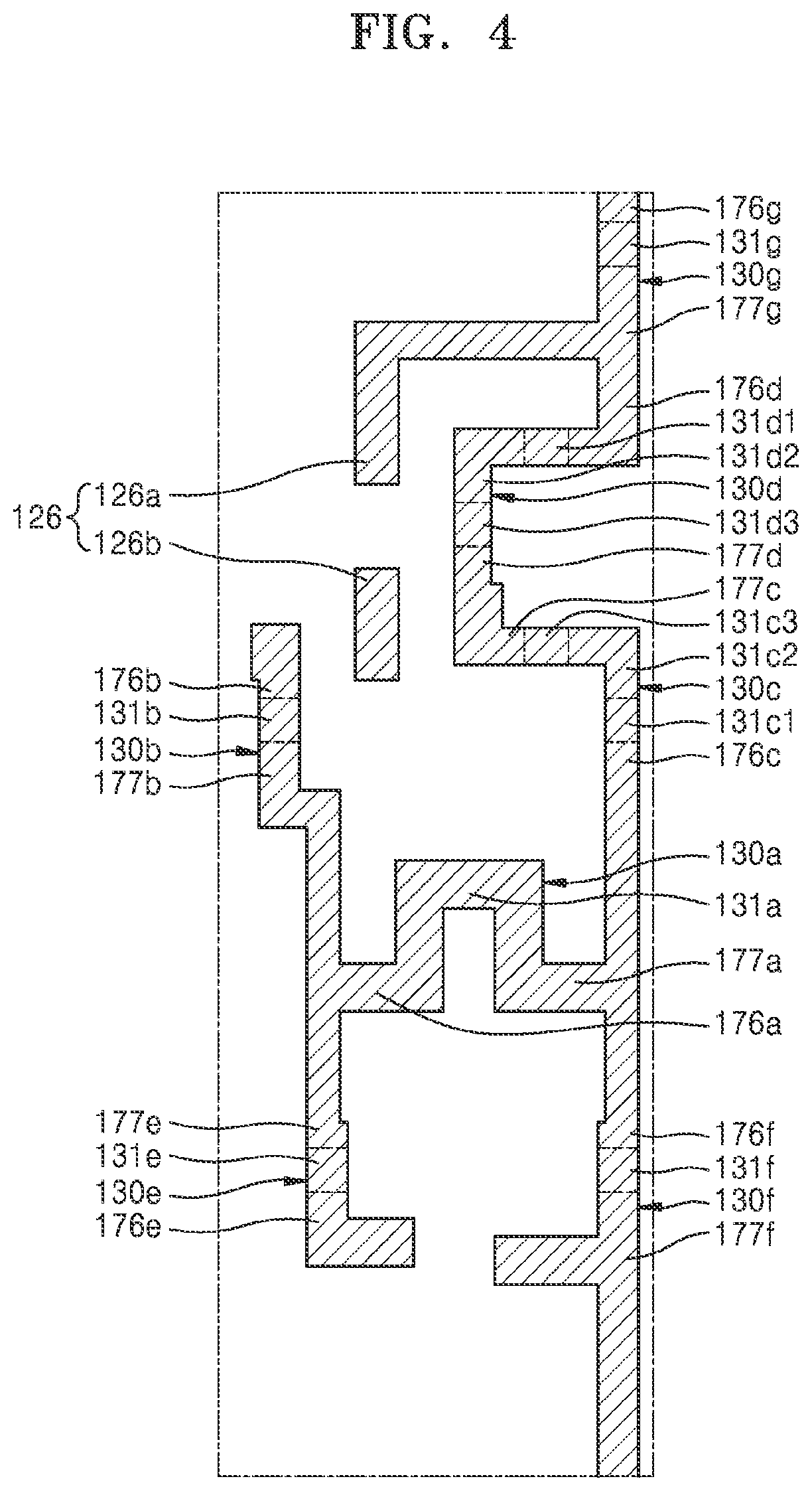 Patent US12324310 Figure 4 – Display device including a node connection line, a shielding portion and a driving voltage line