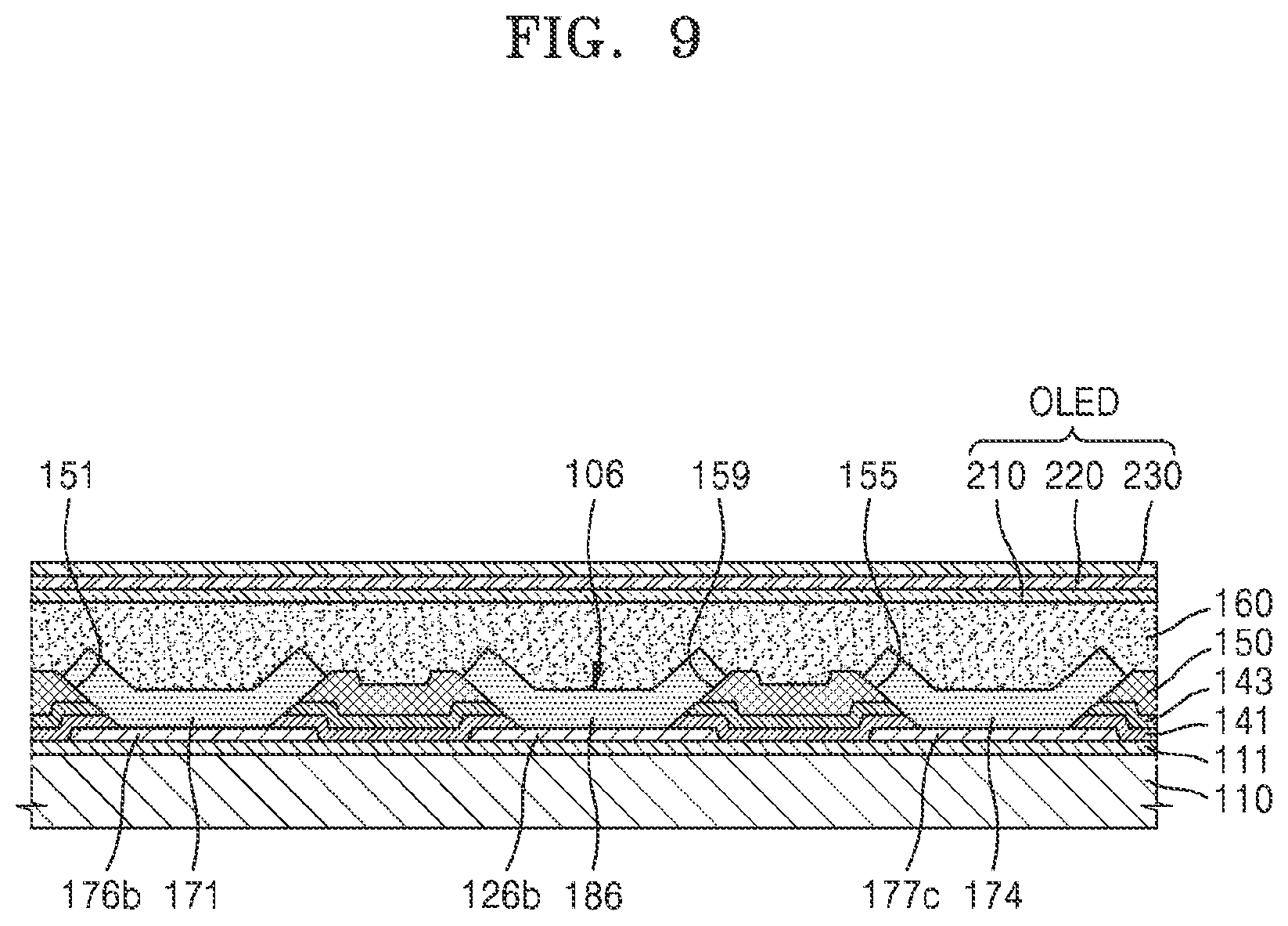 Patent US12324310 Figure 9 – Display device including a node connection line, a shielding portion and a driving voltage line