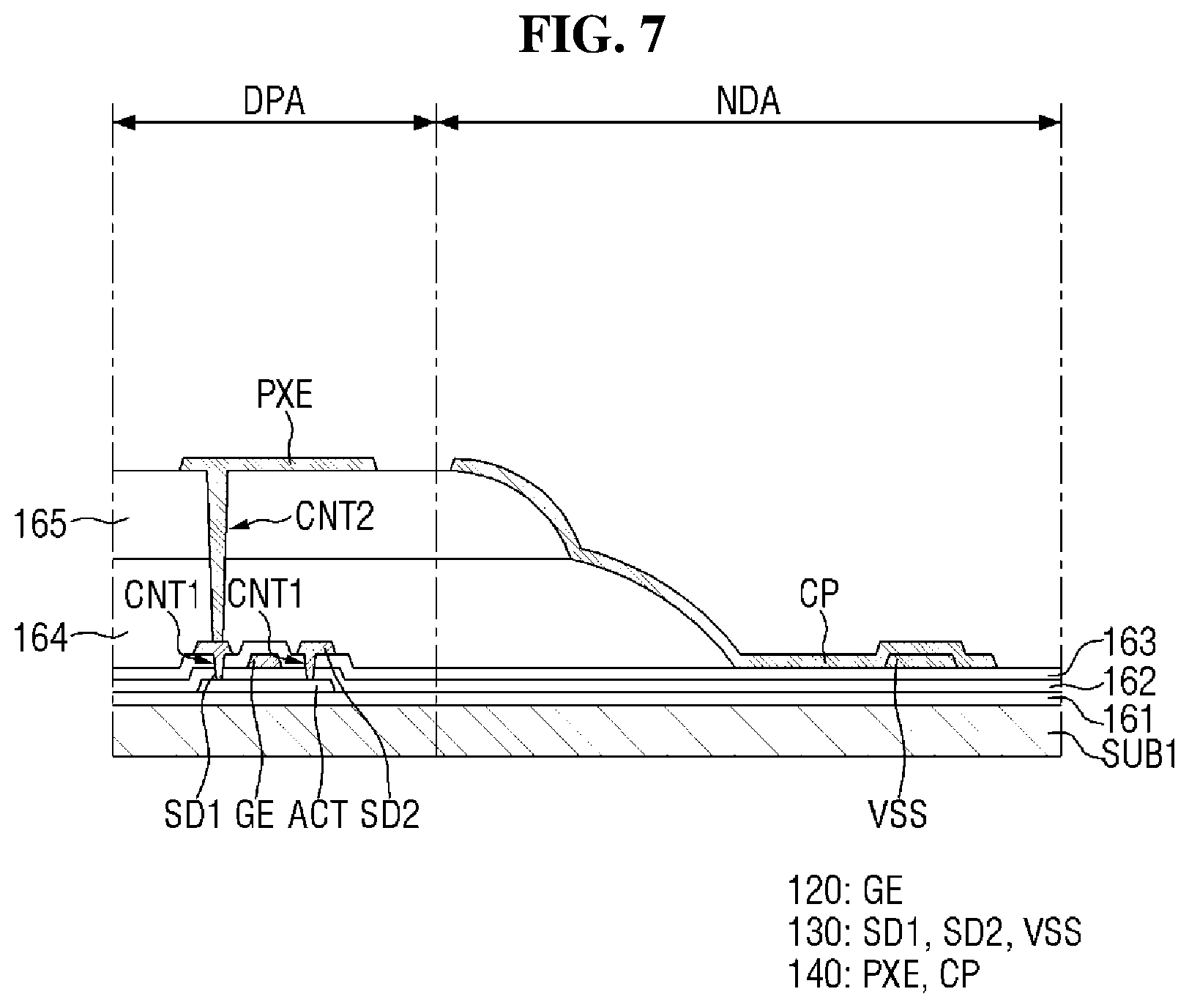 Patent US12324314 Figure 7 – Display device and method of fabricating the same