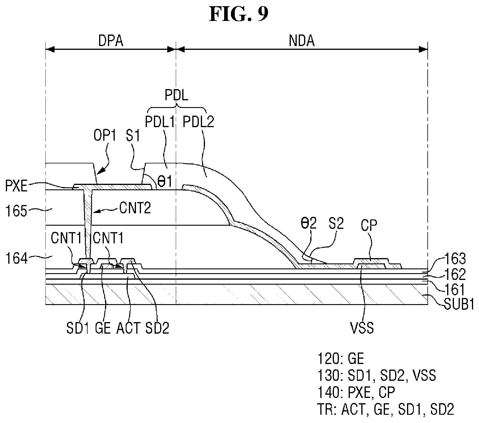 Patent US12324314 Figure 9 – Display device and method of fabricating the same