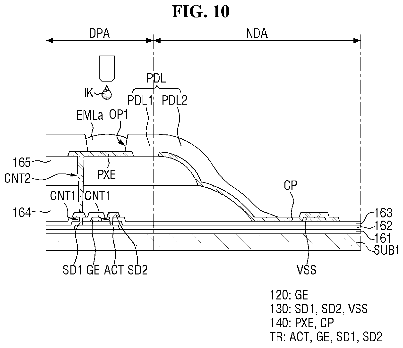 Patent US12324314 Figure 10 – Display device and method of fabricating the same