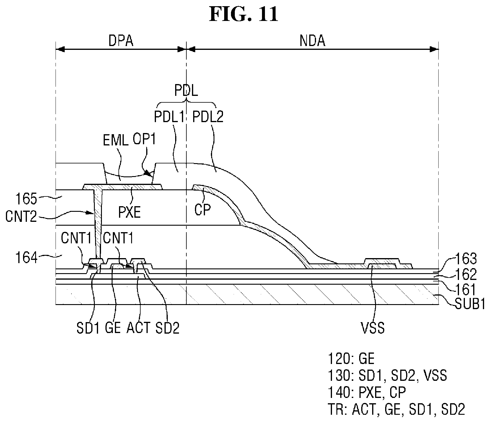 Patent US12324314 Figure 11 – Display device and method of fabricating the same