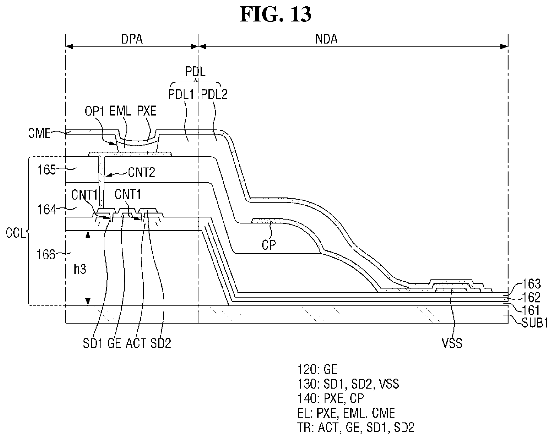 Patent US12324314 Figure 13 – Display device and method of fabricating the same