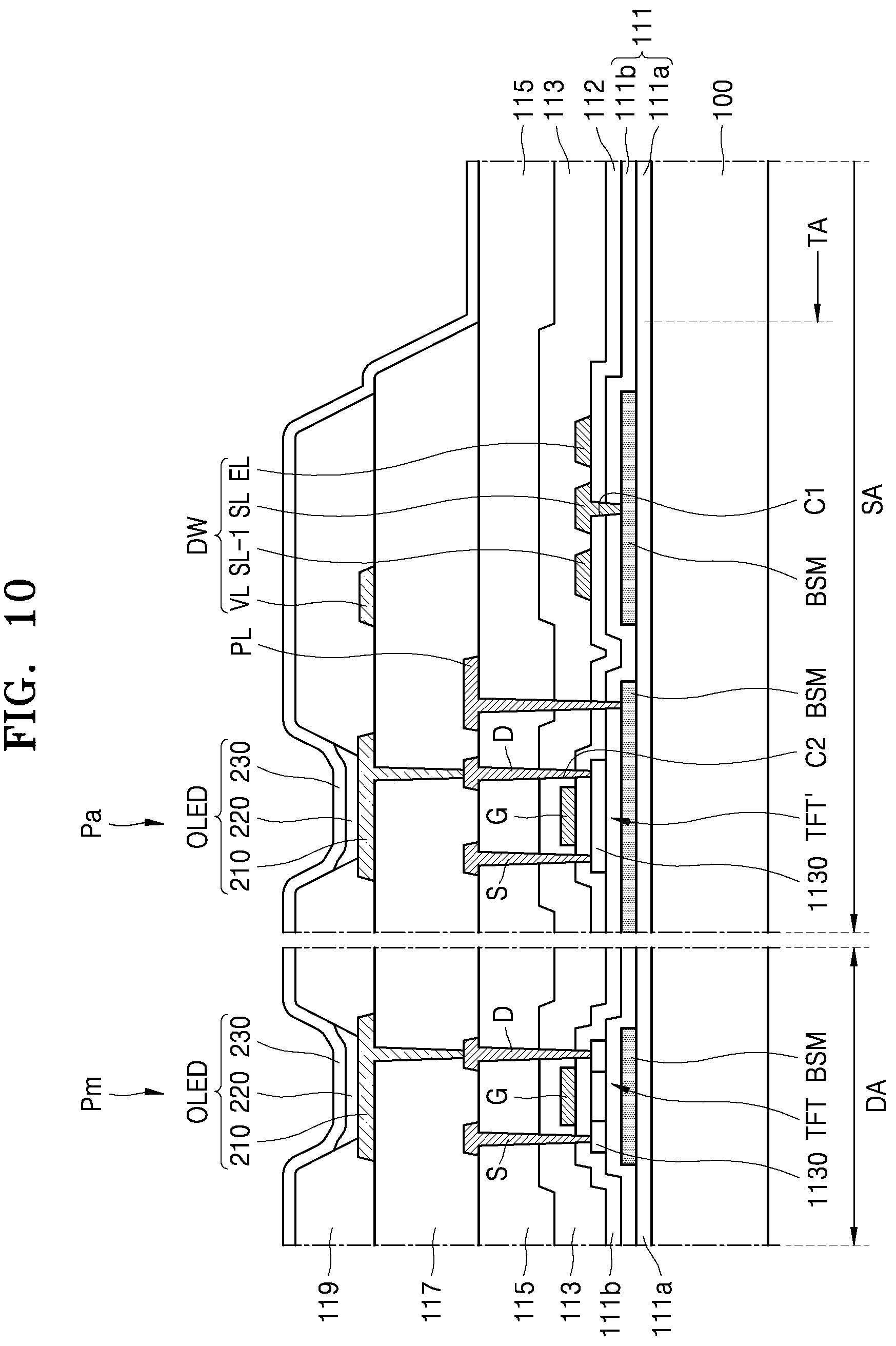 Patent US12324320 Figure 10 – Display apparatus including a blocking layer and method of manufacturing the same