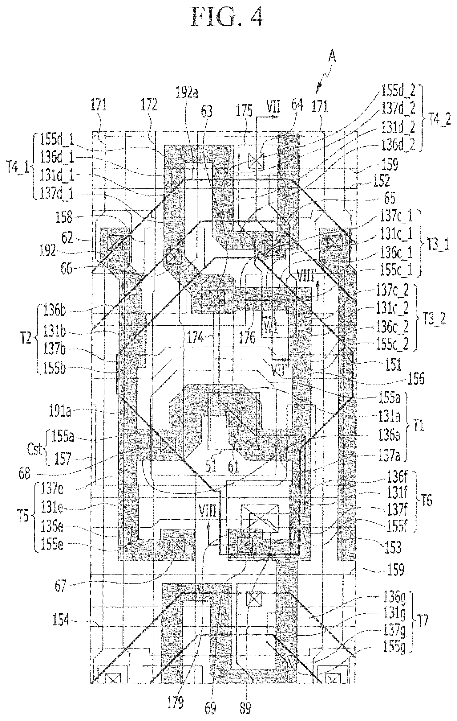 Patent US12324324 Figure 4 – Display device having an emission layer