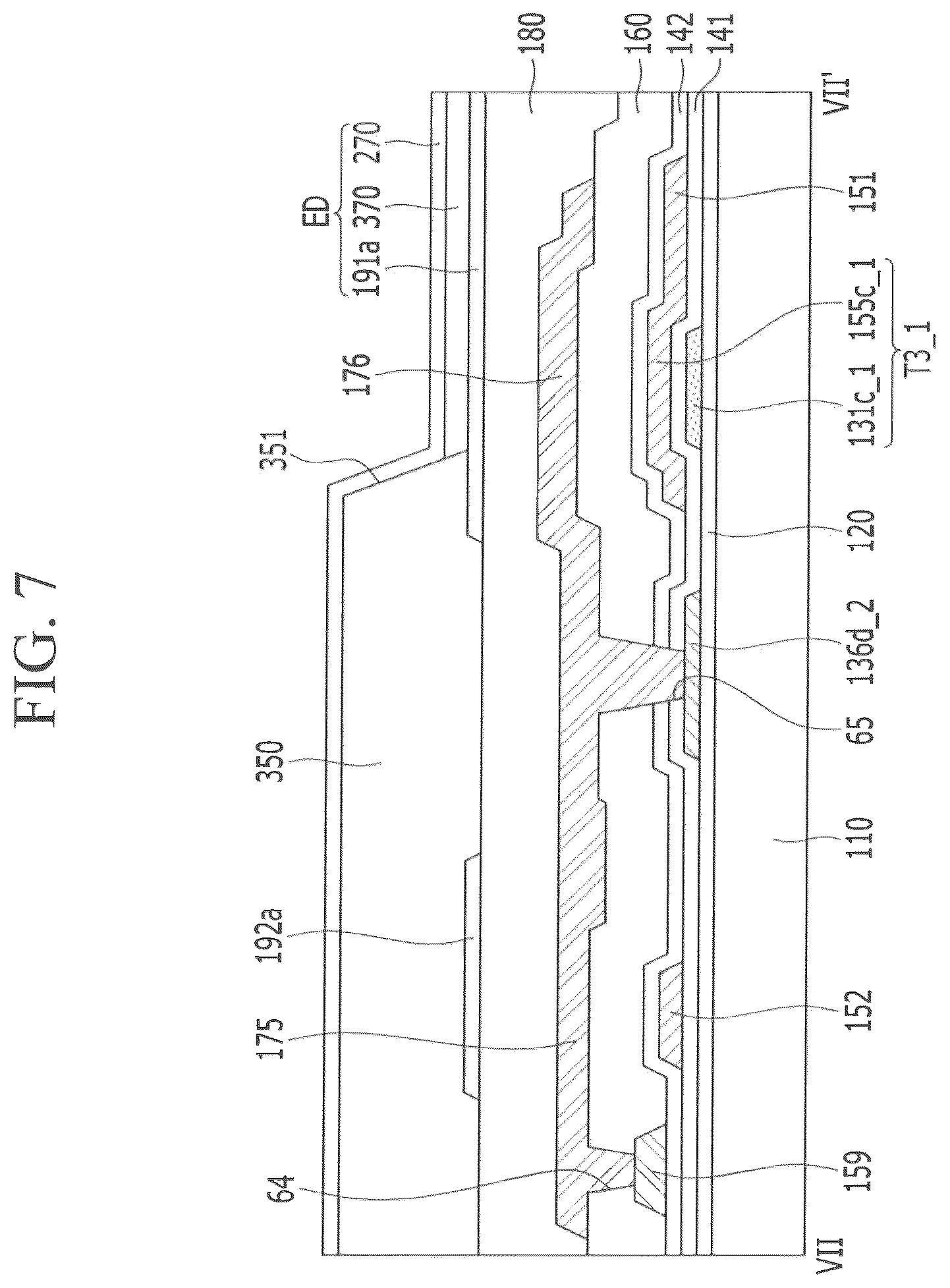 Patent US12324324 Figure 7 – Display device having an emission layer