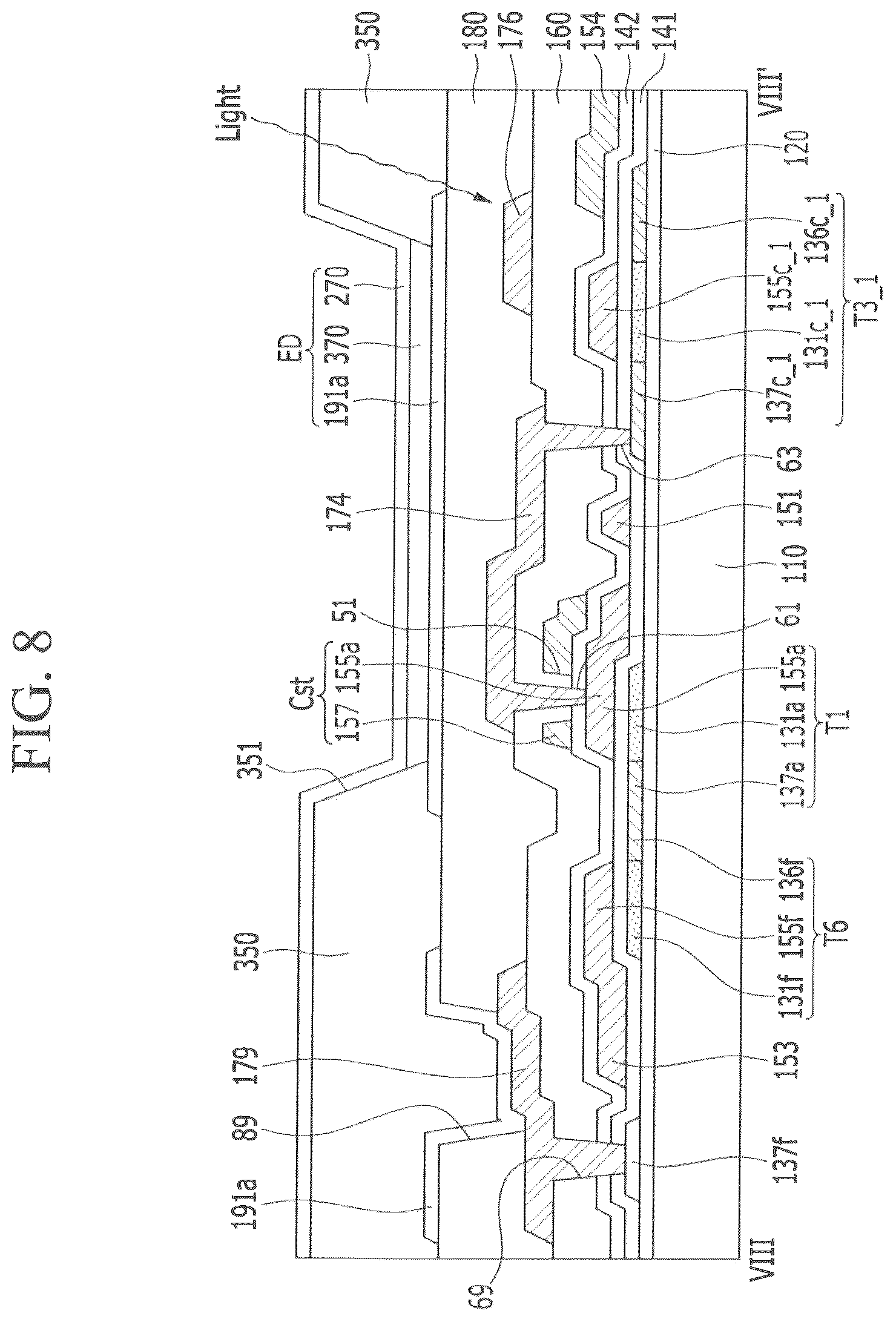 Patent US12324324 Figure 8 – Display device having an emission layer