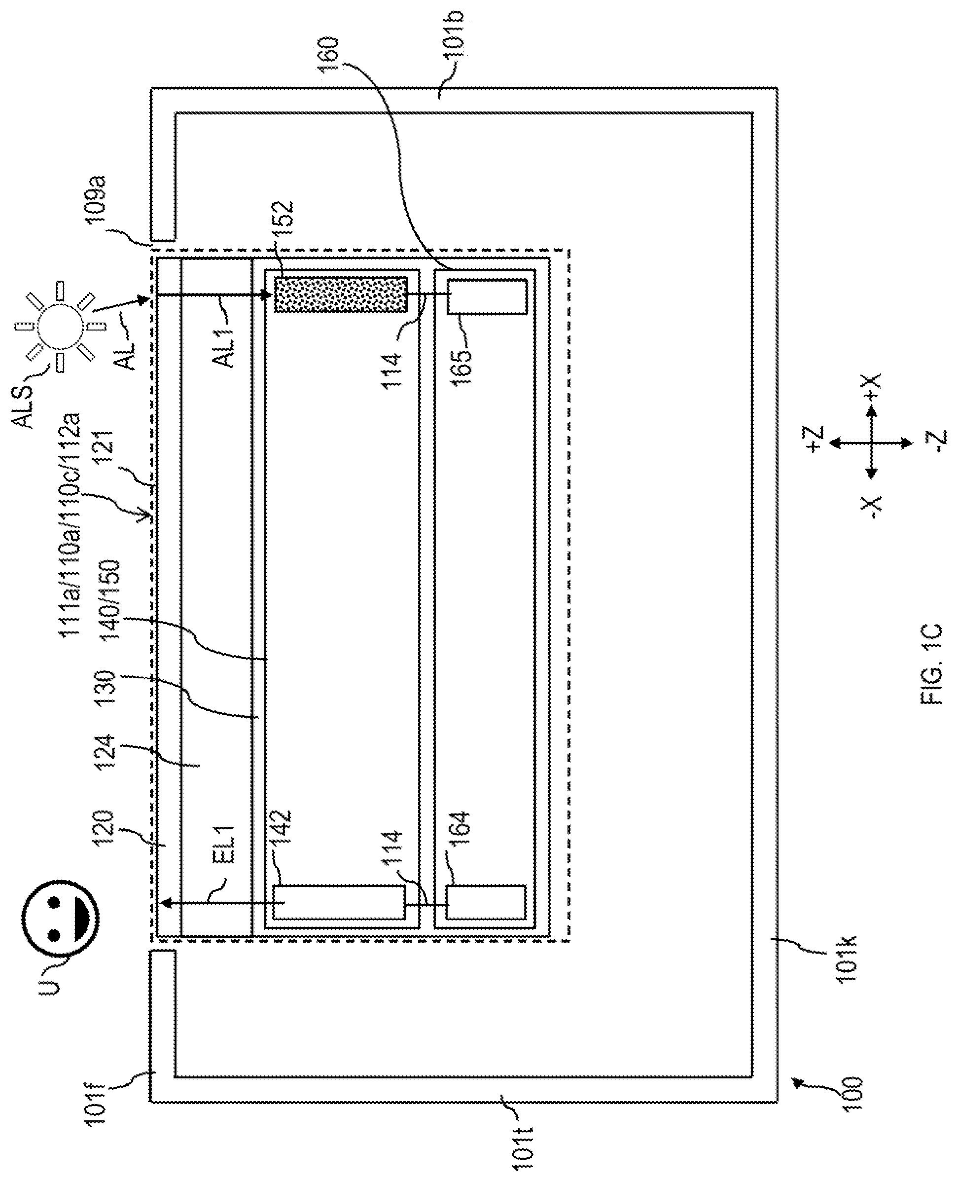 Patent US12324325 Figure 3 – Ambient light sensing display assemblies