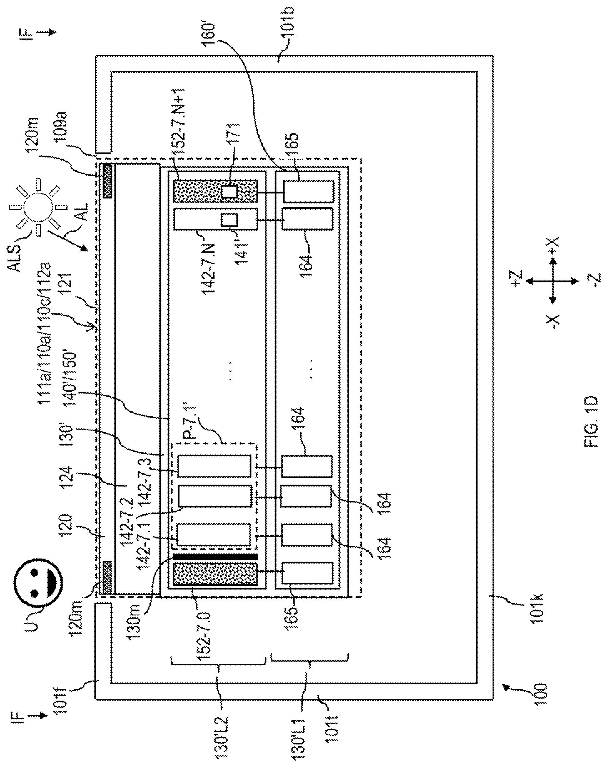 Patent US12324325 Figure 4 – Ambient light sensing display assemblies