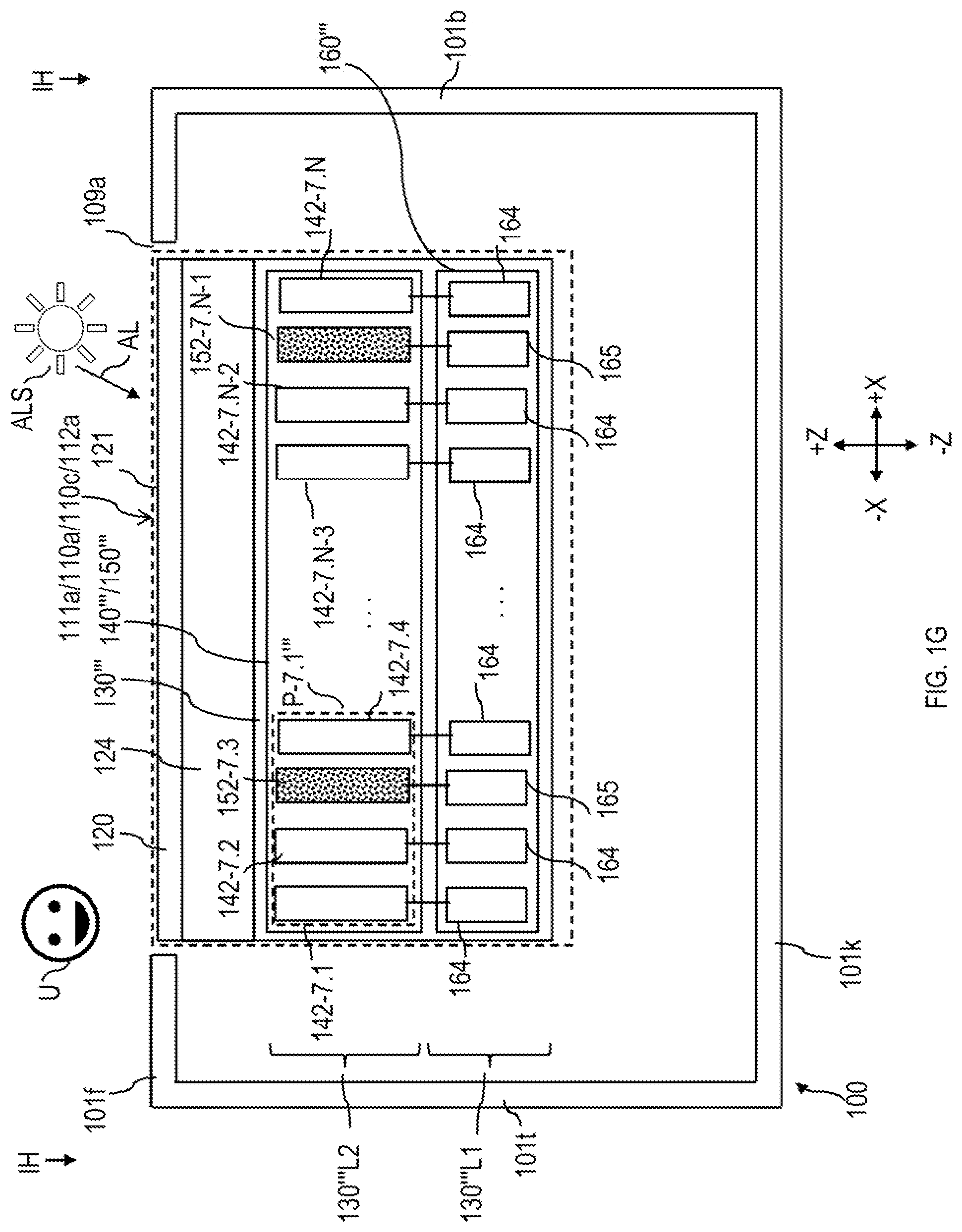 Patent US12324325 Figure 7 – Ambient light sensing display assemblies