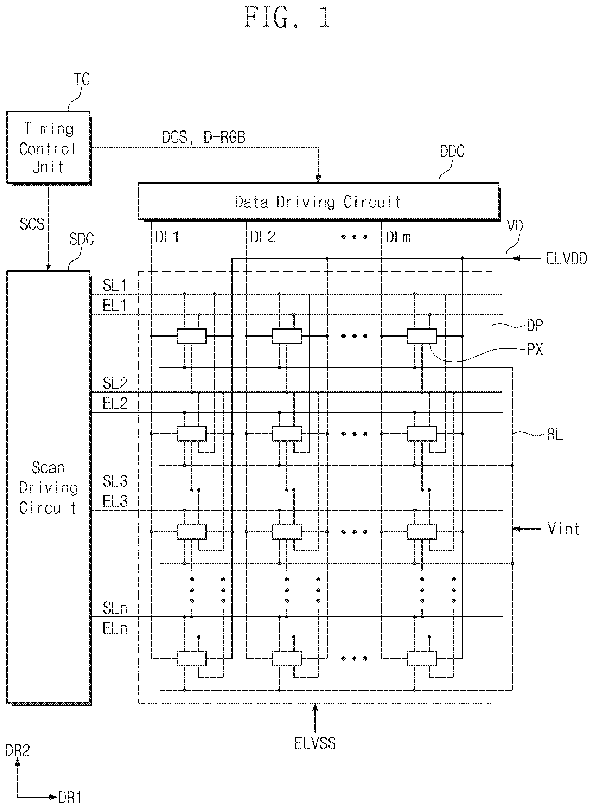 Patent US12324326 Figure 1 – Display device with scan driver circuit overlapping display area