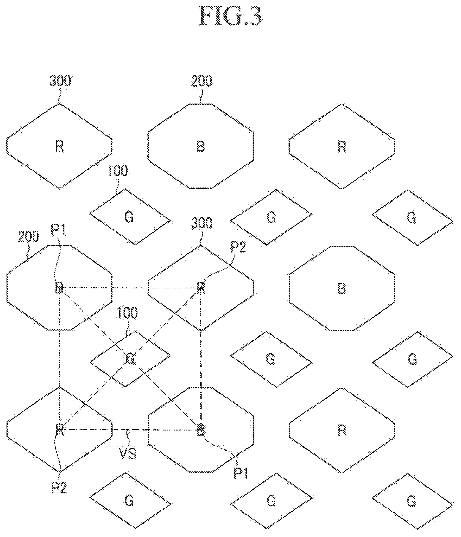 Patent US12324335 Figure 3 – Pixel arrangement structure for organic light emitting display device