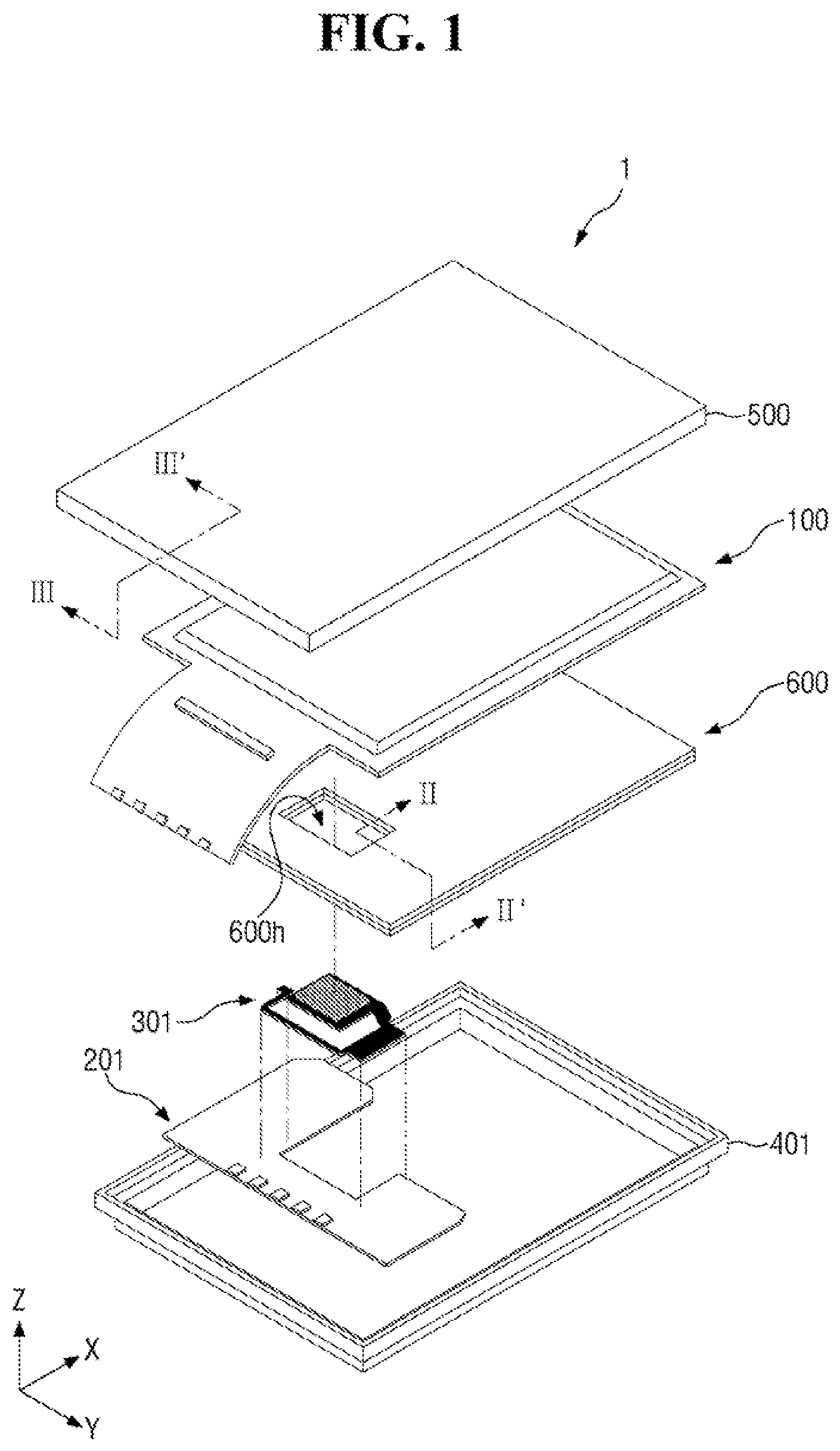 Patent US12324342 Figure 1 – Display device acquiring fingerprint pattern and touch pressure information using a single structure