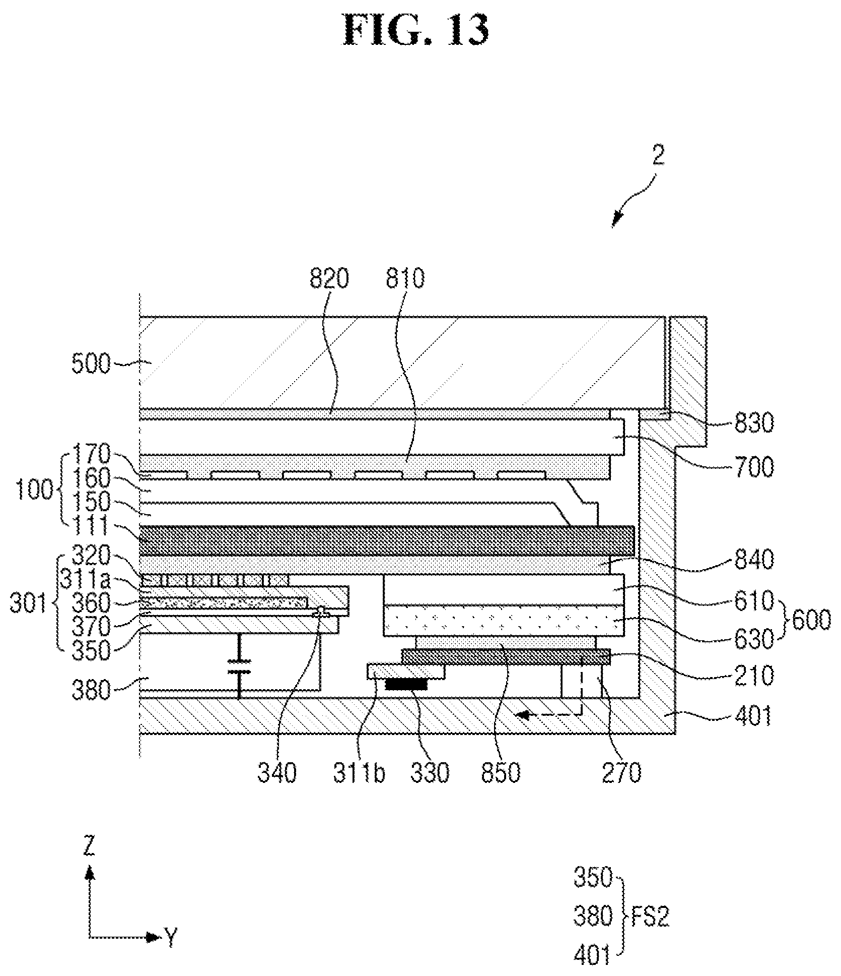 Patent US12324342 Figure 13 – Display device acquiring fingerprint pattern and touch pressure information using a single structure
