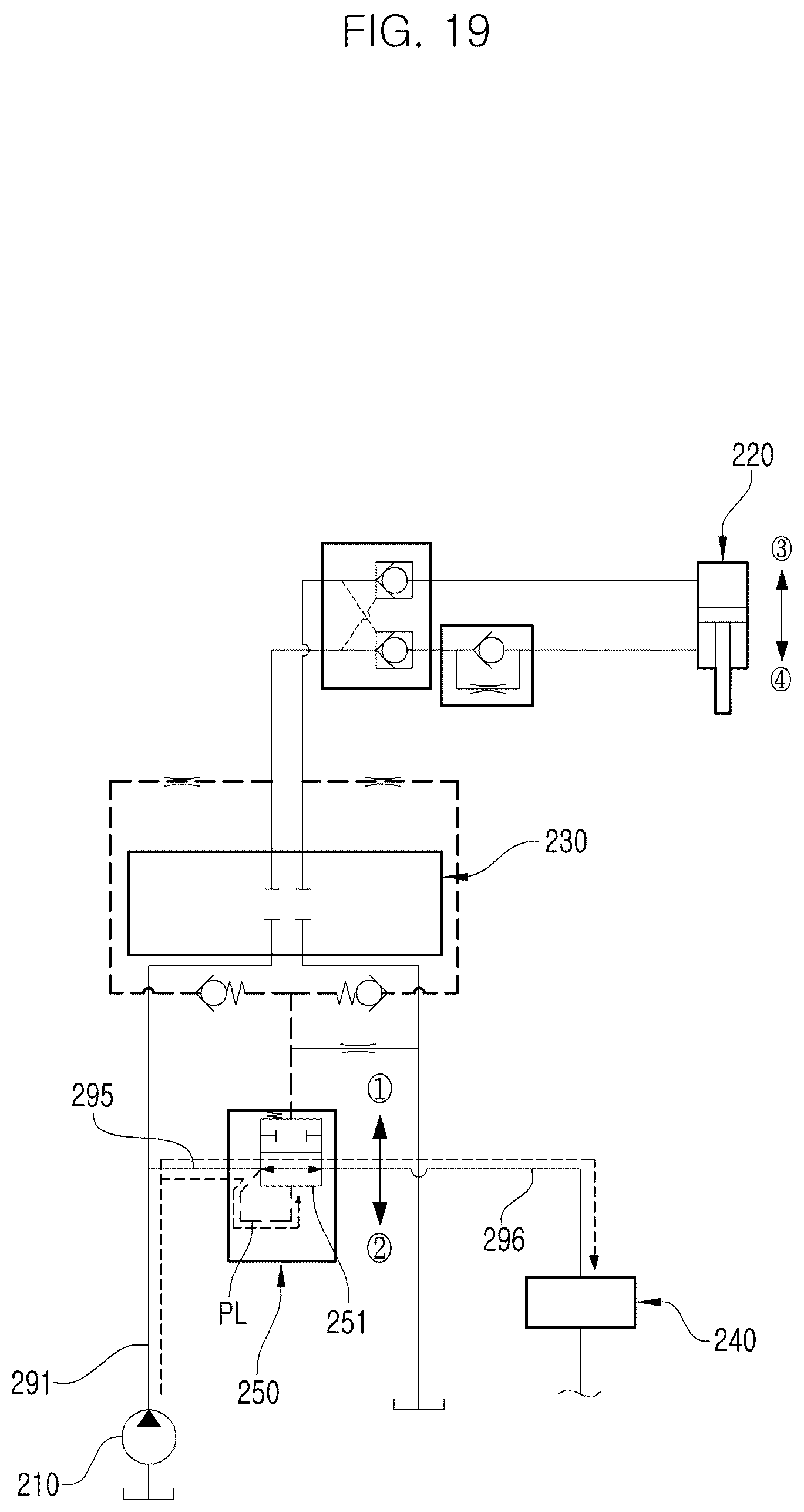 Patent US12324366 Figure 19 – Hydraulic circuit for agricultural tractor