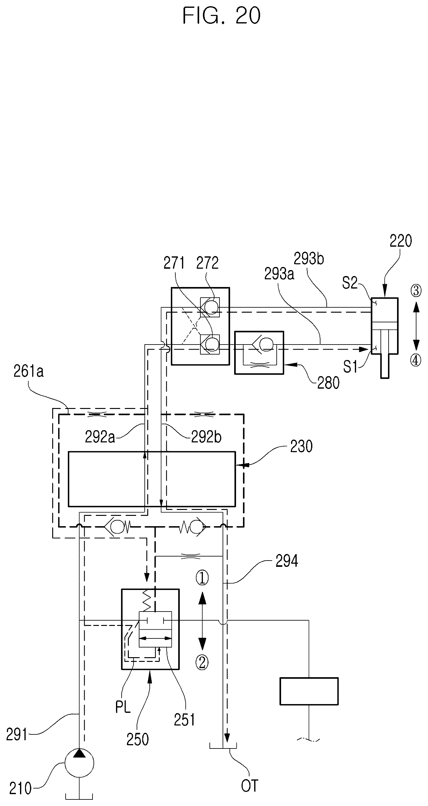 Patent US12324366 Figure 20 – Hydraulic circuit for agricultural tractor
