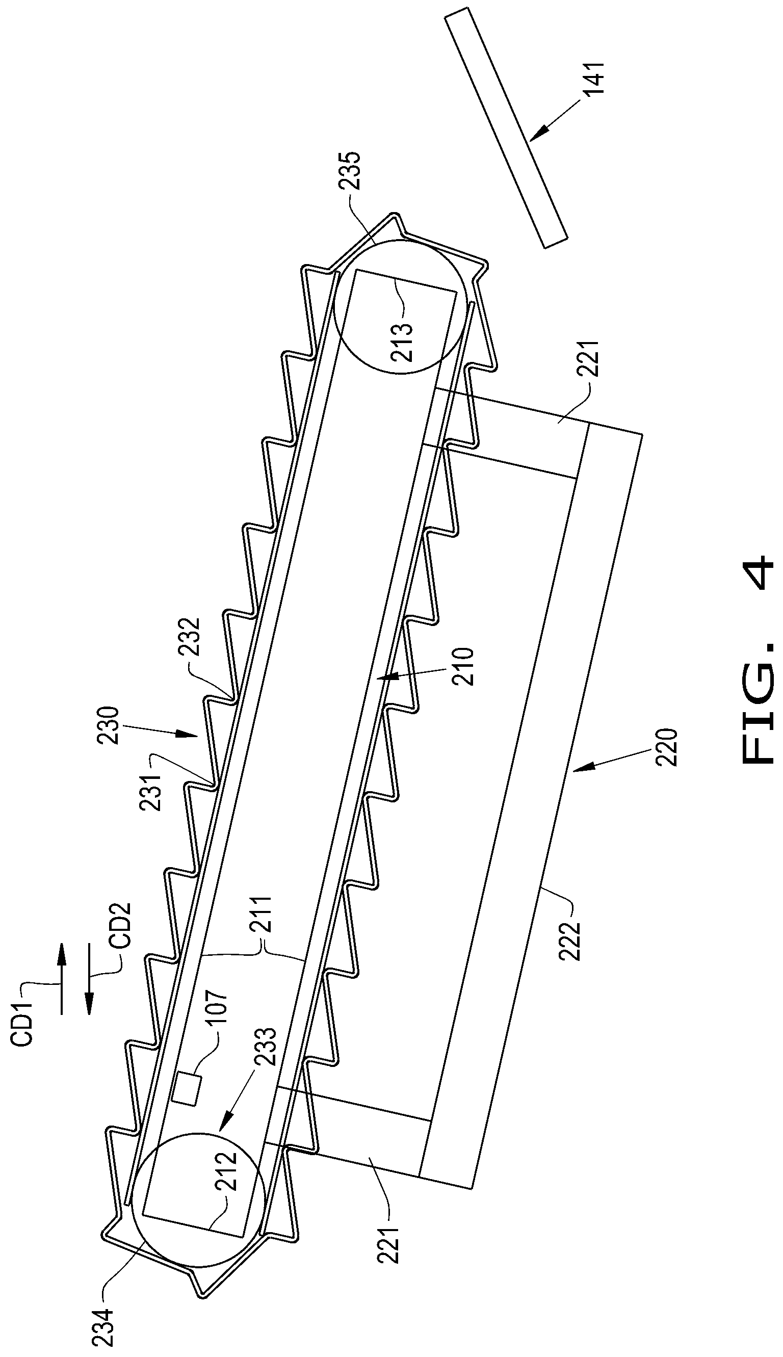 Patent US12324372 Figure 4 – Agricultural harvester with shakeable positive transport conveyor