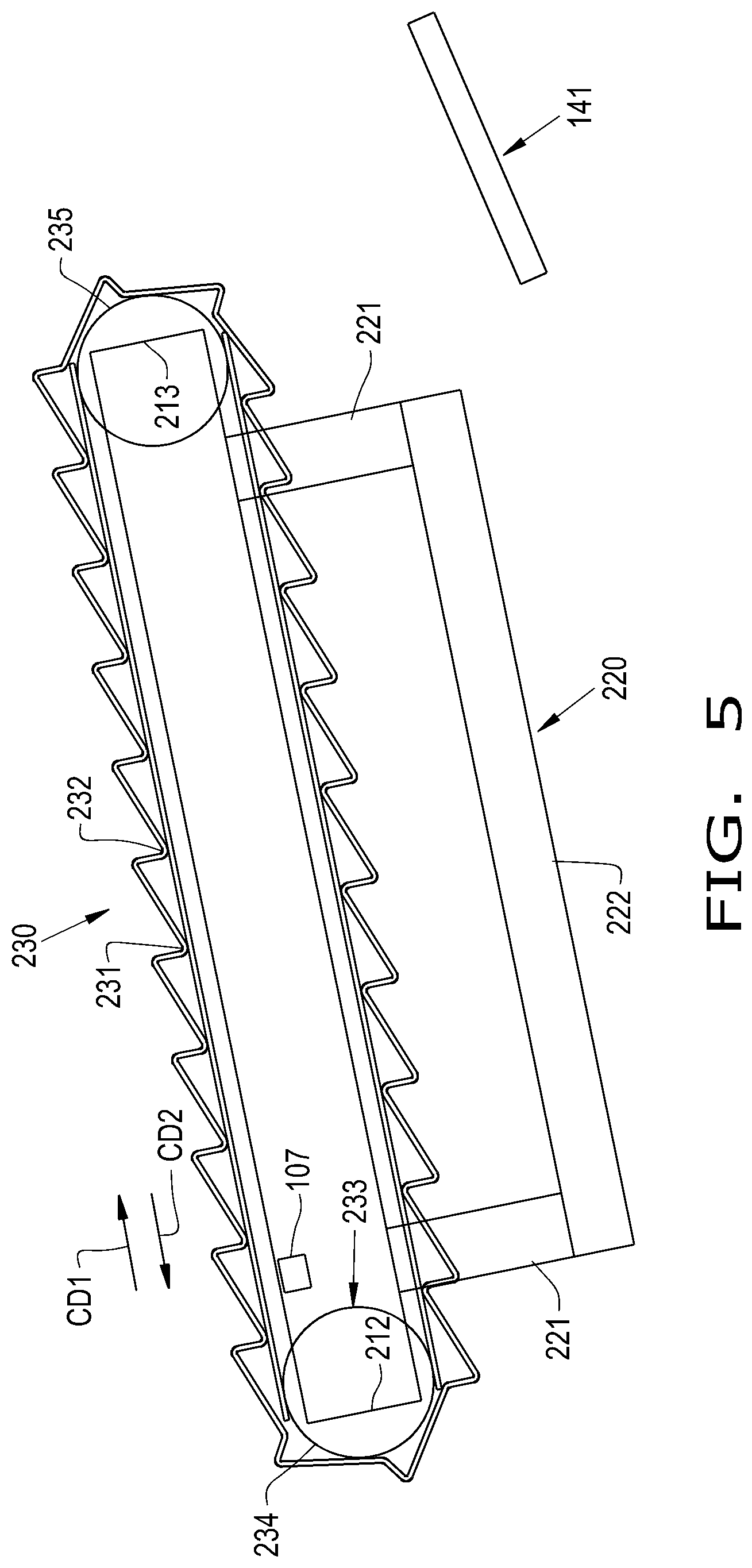 Patent US12324372 Figure 5 – Agricultural harvester with shakeable positive transport conveyor