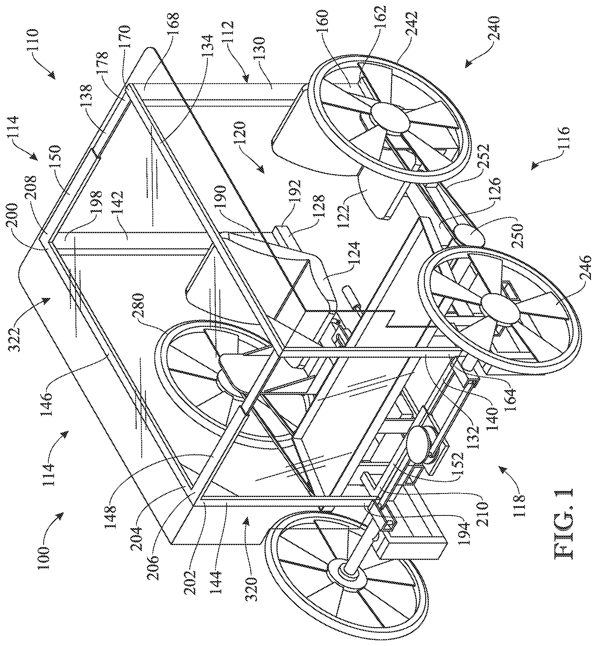 Patent US12324375 Figure 1 – Width adjustable harvesting apparatus and machine