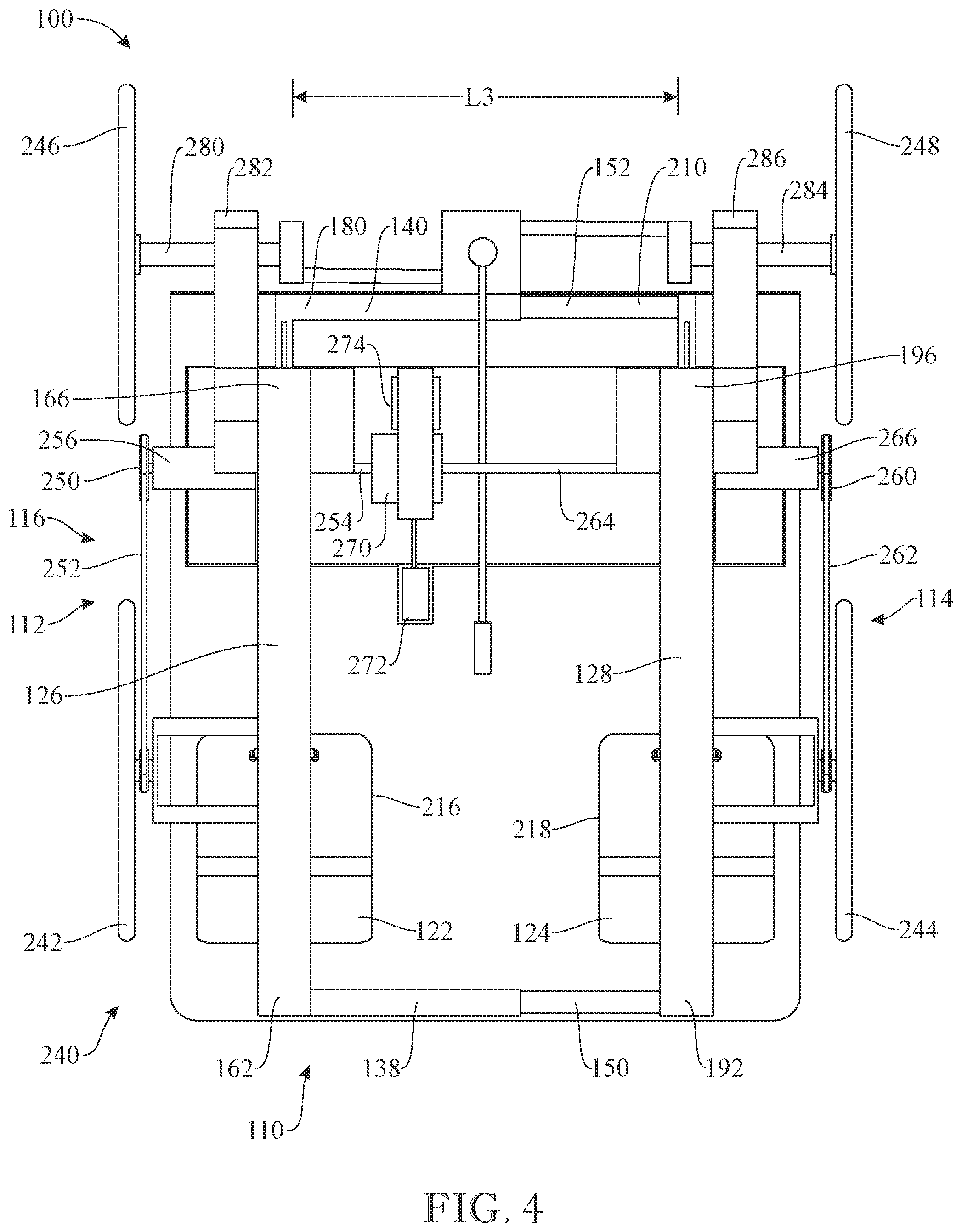 Patent US12324375 Figure 4 – Width adjustable harvesting apparatus and machine